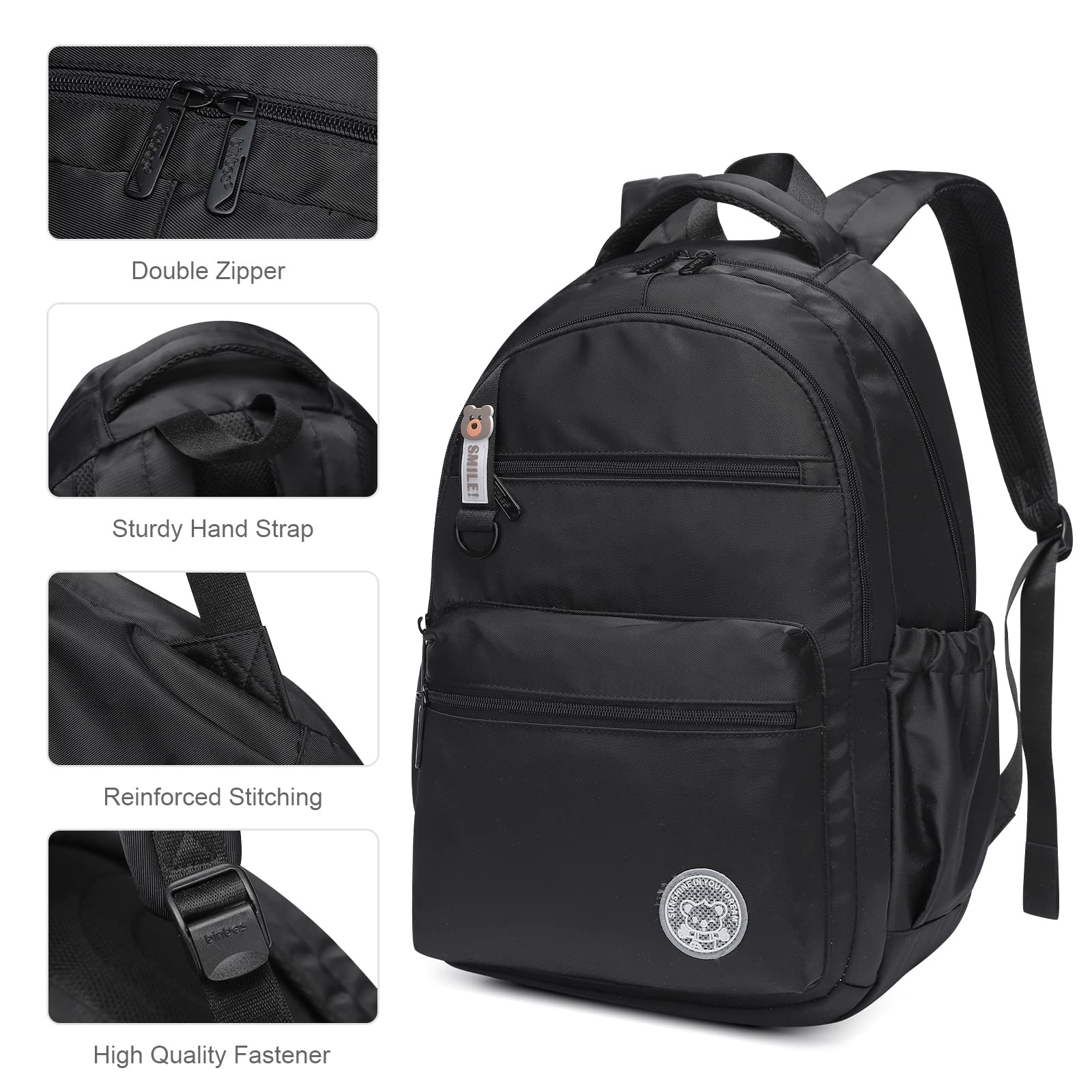 Caran·Y Lightweight Kids Backpack for School - Durable Classic Backpack for Boys & Girls Ages 6+ (Black) - Perfect for Elementary Students, Day Trips & Outdoor Adventures