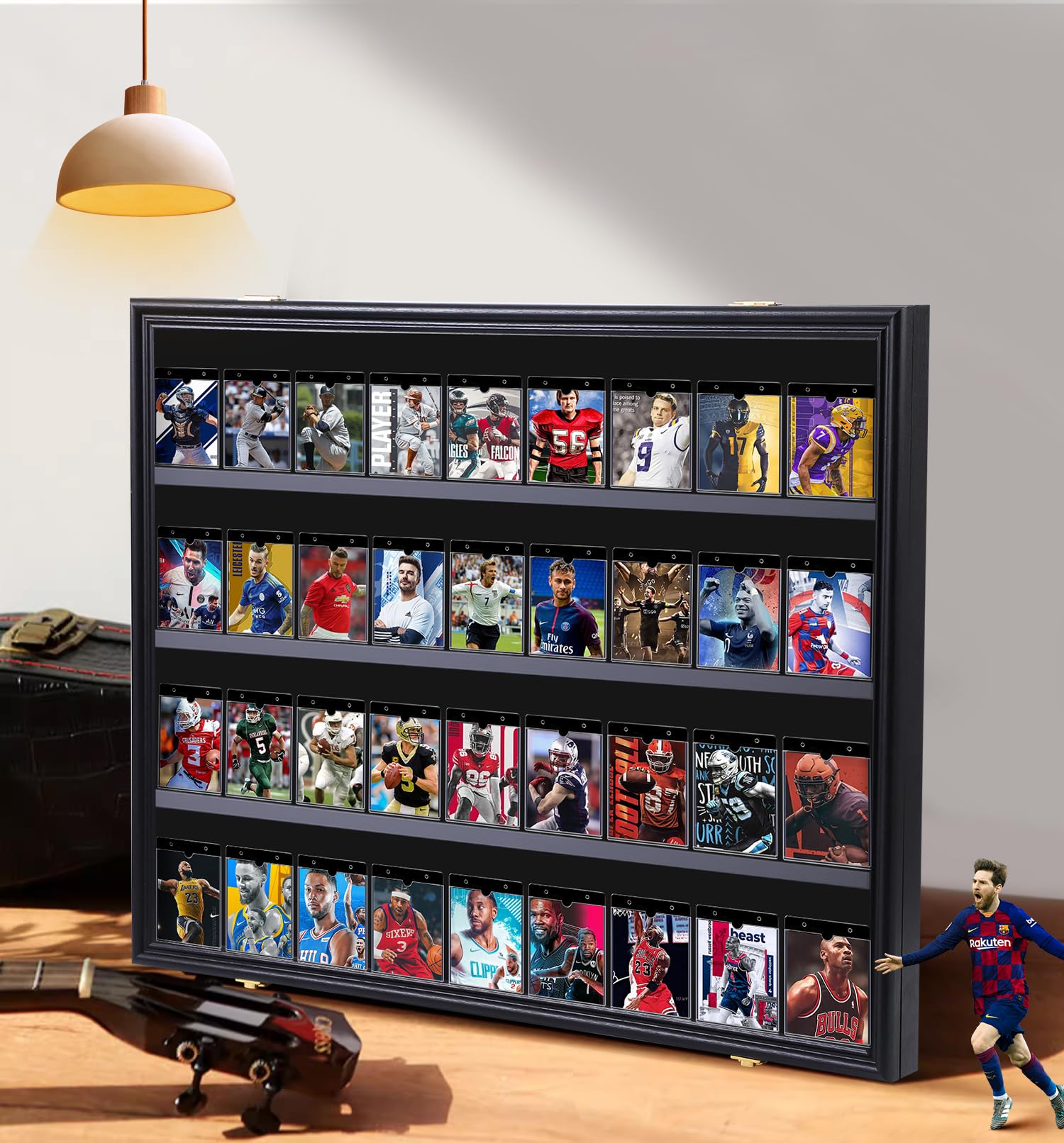 Premium 36-Graded Sports Card Display Case - Horizontal UV-Protected Holder for Baseball & Trading Cards - Perfect for Collectors, Showcases & Home/Office Decor
