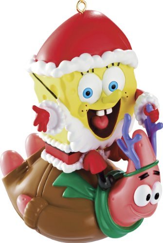 2013 Carlton Heirloom Christmas Ornament - SpongeBob SquarePants Sitting on Patrick Star (CXOR057D) - Perfect for Holiday Tree Decorations & Collectible Gifts