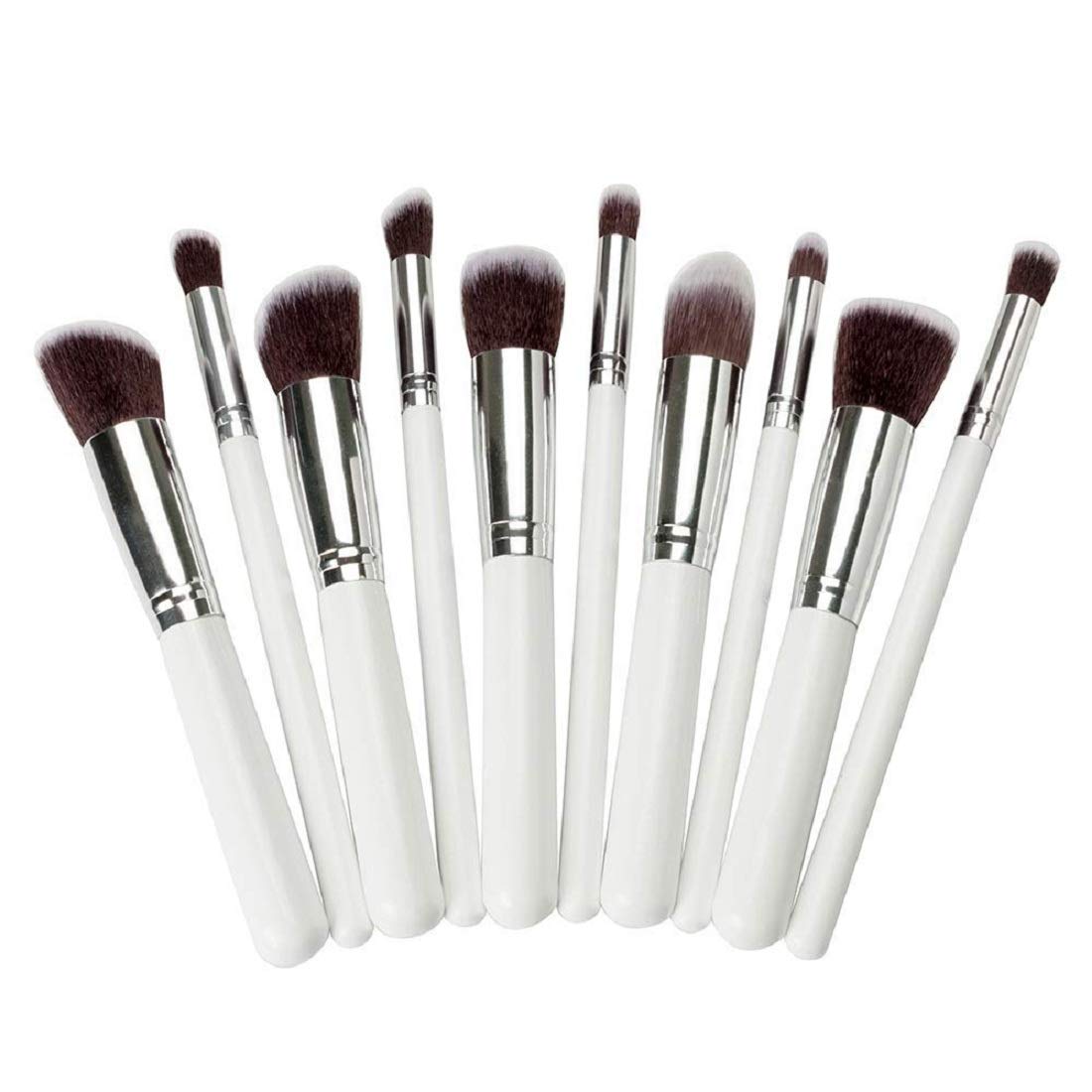 ClubBeauty 10-Piece Professional Makeup Brush Set - Foundation Brush, Powder Brush, Eyeshadow Brushes (White) - Perfect for Makeup Artists & Beginners for Daily Beauty Routine & Professional Makeup Application