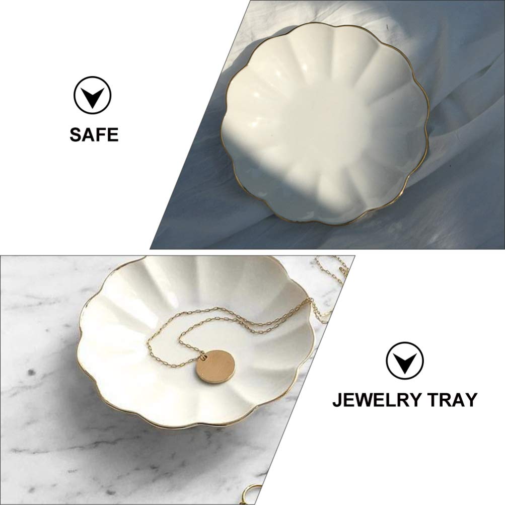 Beaupretty Ceramic Serving Bowl - Elegant Flower-Shaped Dish for Fruits, Snacks, Nuts, Candy & Jewelry | Perfect for Home, Restaurant & Office | Great for Parties, Dessert Display & Table Decor