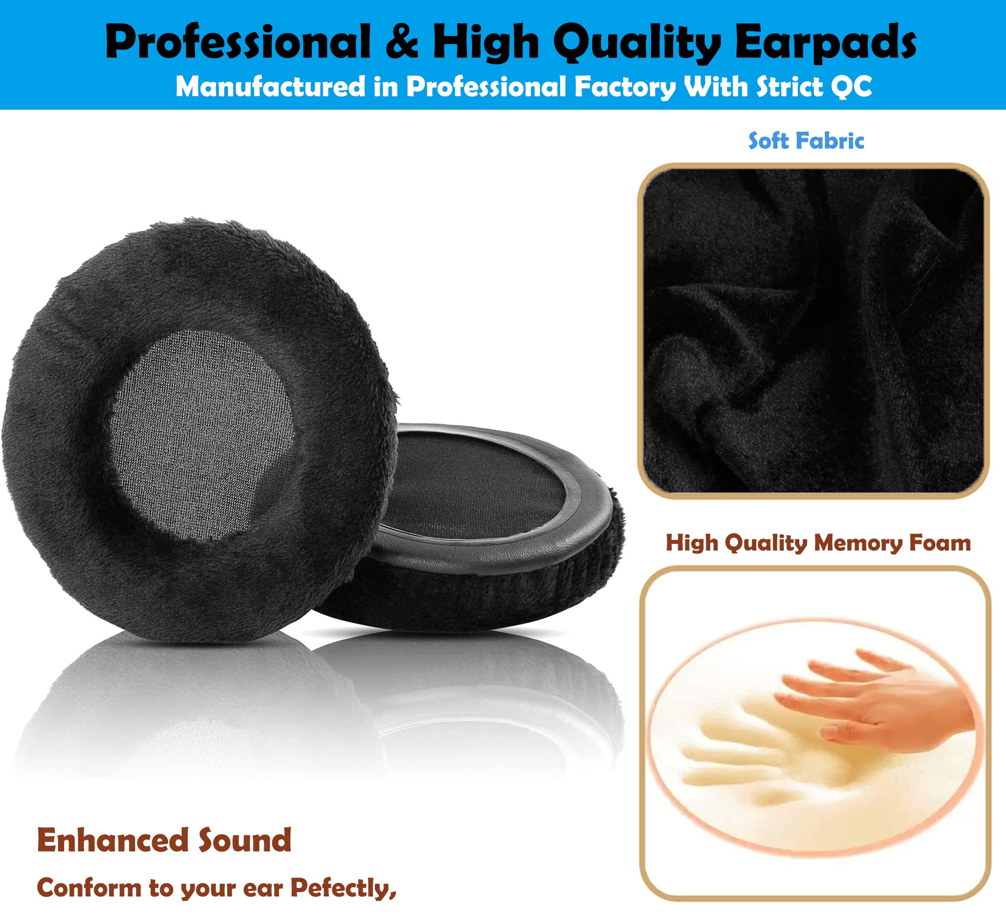 Premium Breathable Memory Foam Headphone Ear Pads Replacement - Compatible with Sennheiser HD-205/HD205 Headphones - Soft Cushions for Gaming, Music & Office Use