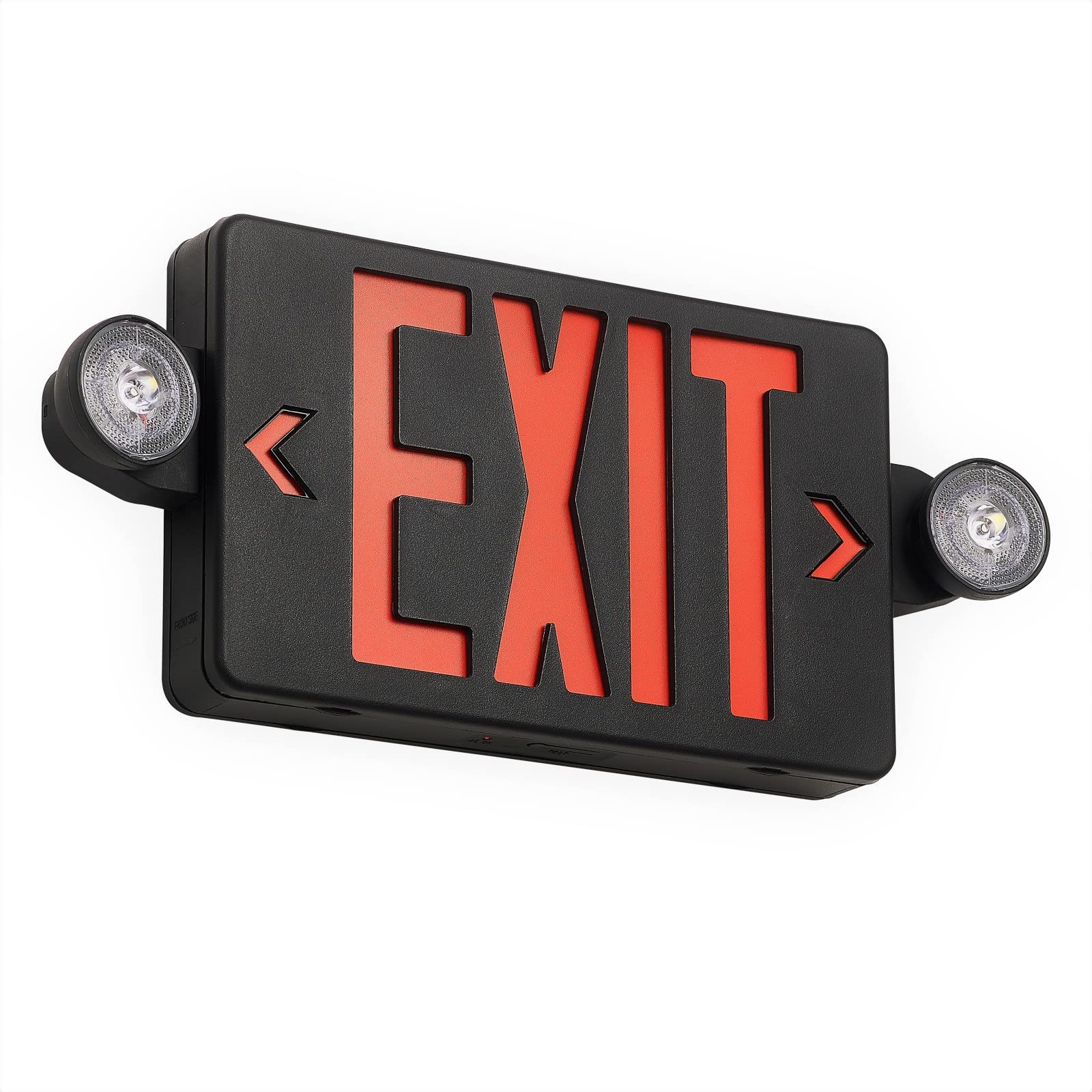 TANLUX Black LED Emergency Exit Sign with Battery Backup, UL Listed AC 120/277V Commercial Light - 1 Pack for Business Safety & Building Code Compliance (Ideal for Offices, Warehouses & Public Spaces)