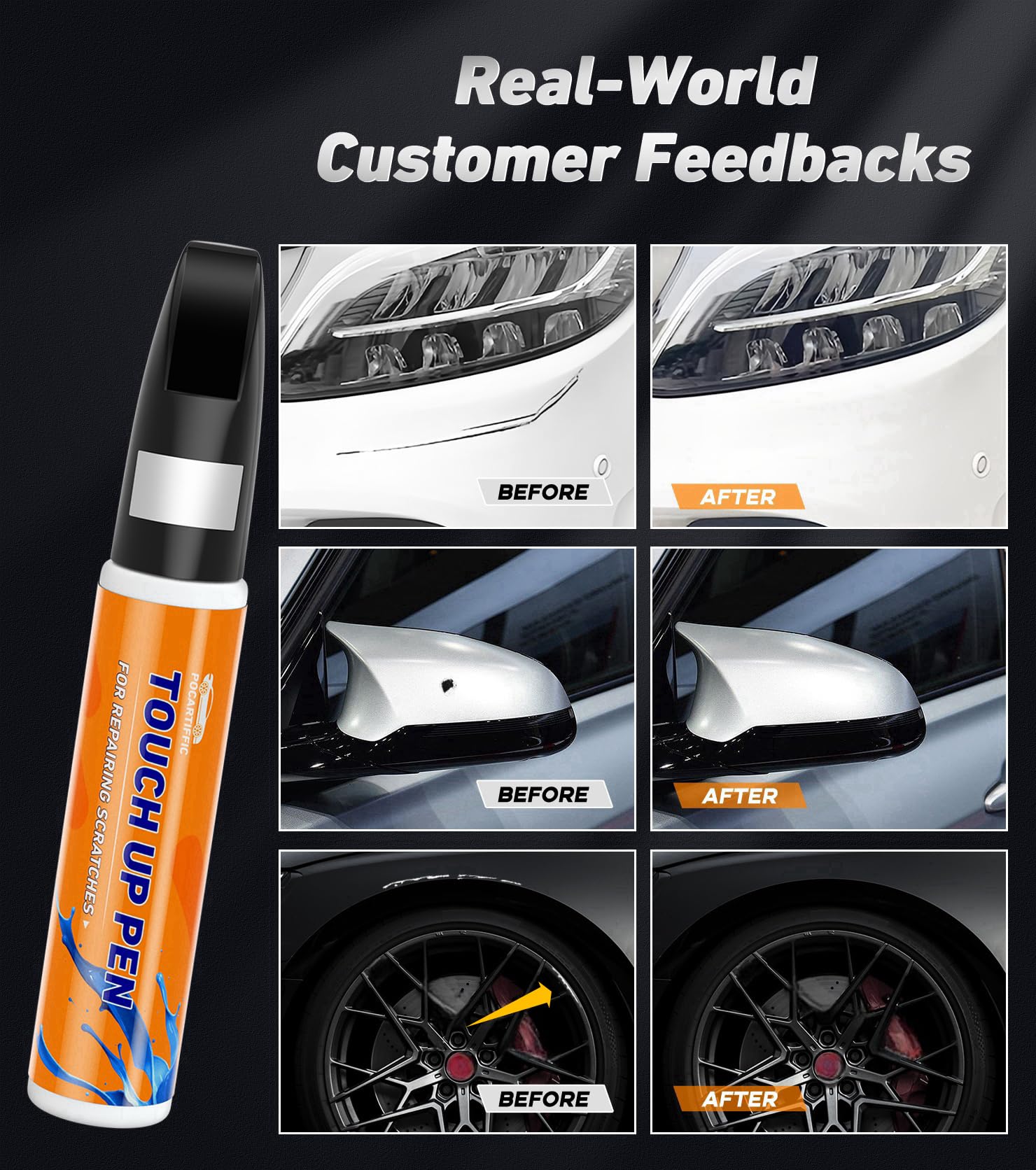Premium Car Scratch Remover Pen Kit - 2pcs (White Paint + Varnish) - Automotive Touch Up Paint for Scratches on Rims, Wheels & Body - Perfect for DIY Car Scratch Repair at Home or On The Go