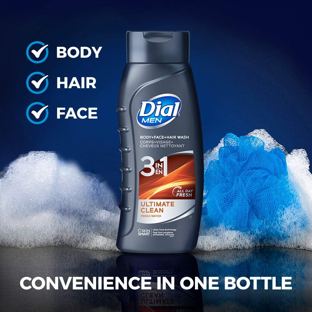 Dial for Men 2-in-1 Hair & Body Wash, 16 Fl Oz (Pack of 2) - Refreshing Shower Gel for Gym, Travel & Daily Use - Hydrating Formula for Men's Skin & Hair Care