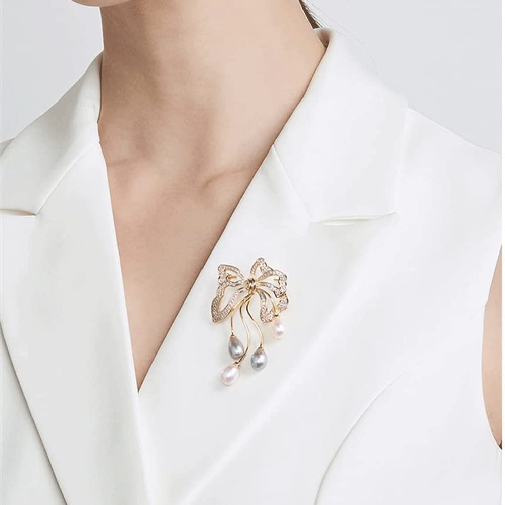 Elegant Bowknot Brooch Pin for Coats & Sweaters - Wild Atmosphere Imitation Pearl Fashion Accessory for Women | Perfect for Weddings, Parties & Office Wear