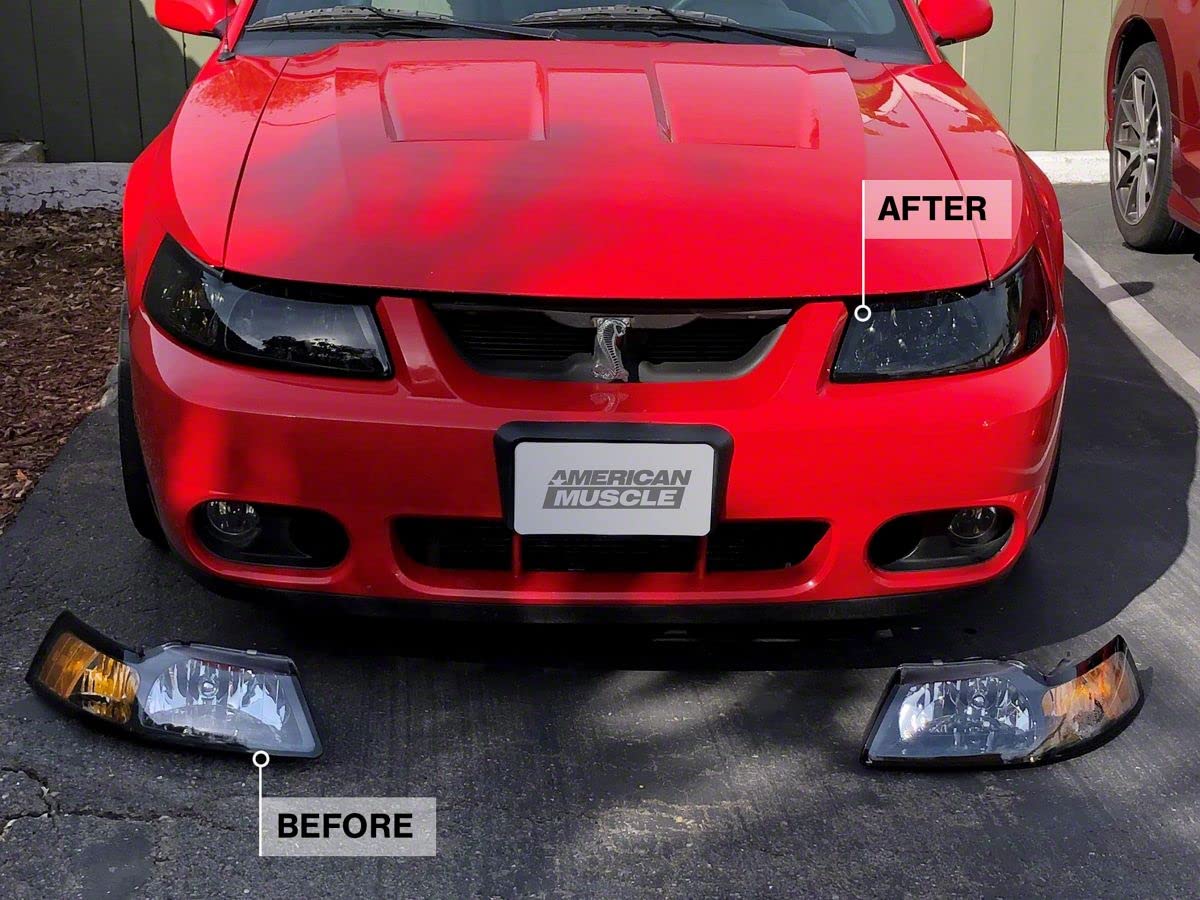 Dark Smoked Headlights for 1999-2004 Ford Mustang | Aggressive Style Upgrade | Perfect for Night Driving & Car Shows
