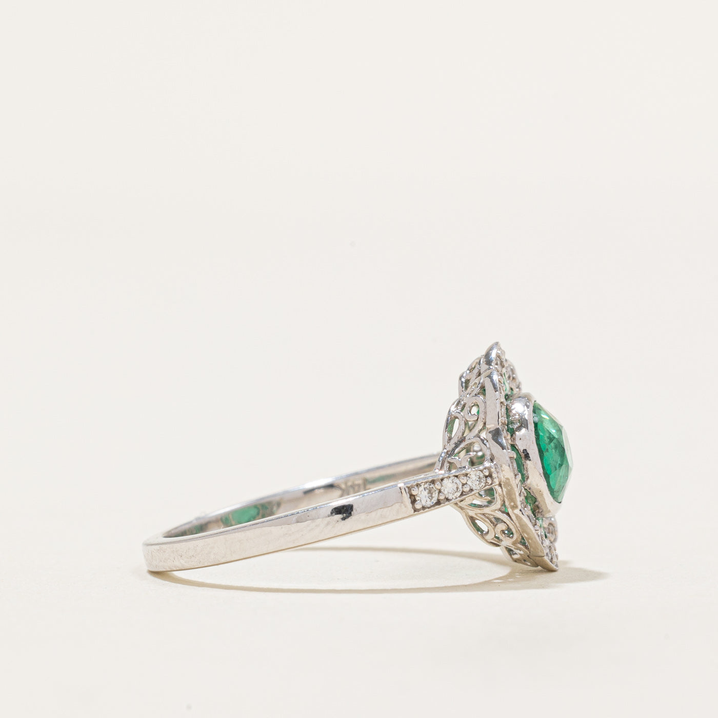 GIA Certified 1.21ctw Emerald and Diamond Halo Engagement Ring | 0.20ctw Diamond Accents | Size 6.75 | Perfect for Wedding, Proposal & Anniversary Gifts