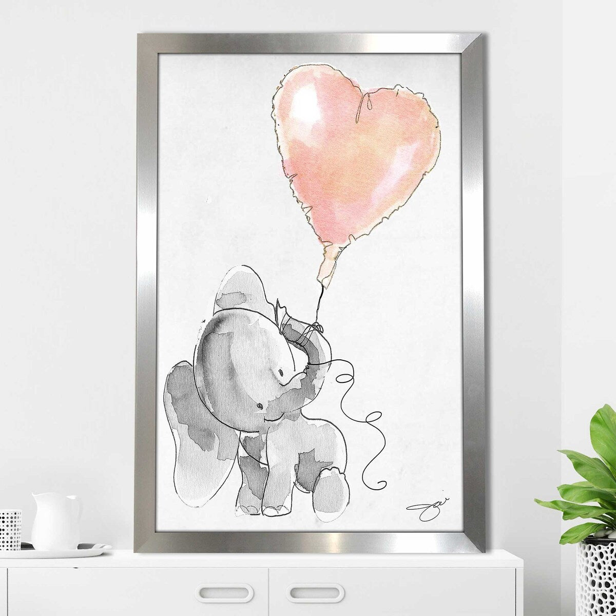 Jodi Print Baby Elephant Heart Acrylic Wall Art - Nursery Decor, Kids Room Decoration, Baby Shower Gift, Animal Theme Home Decor