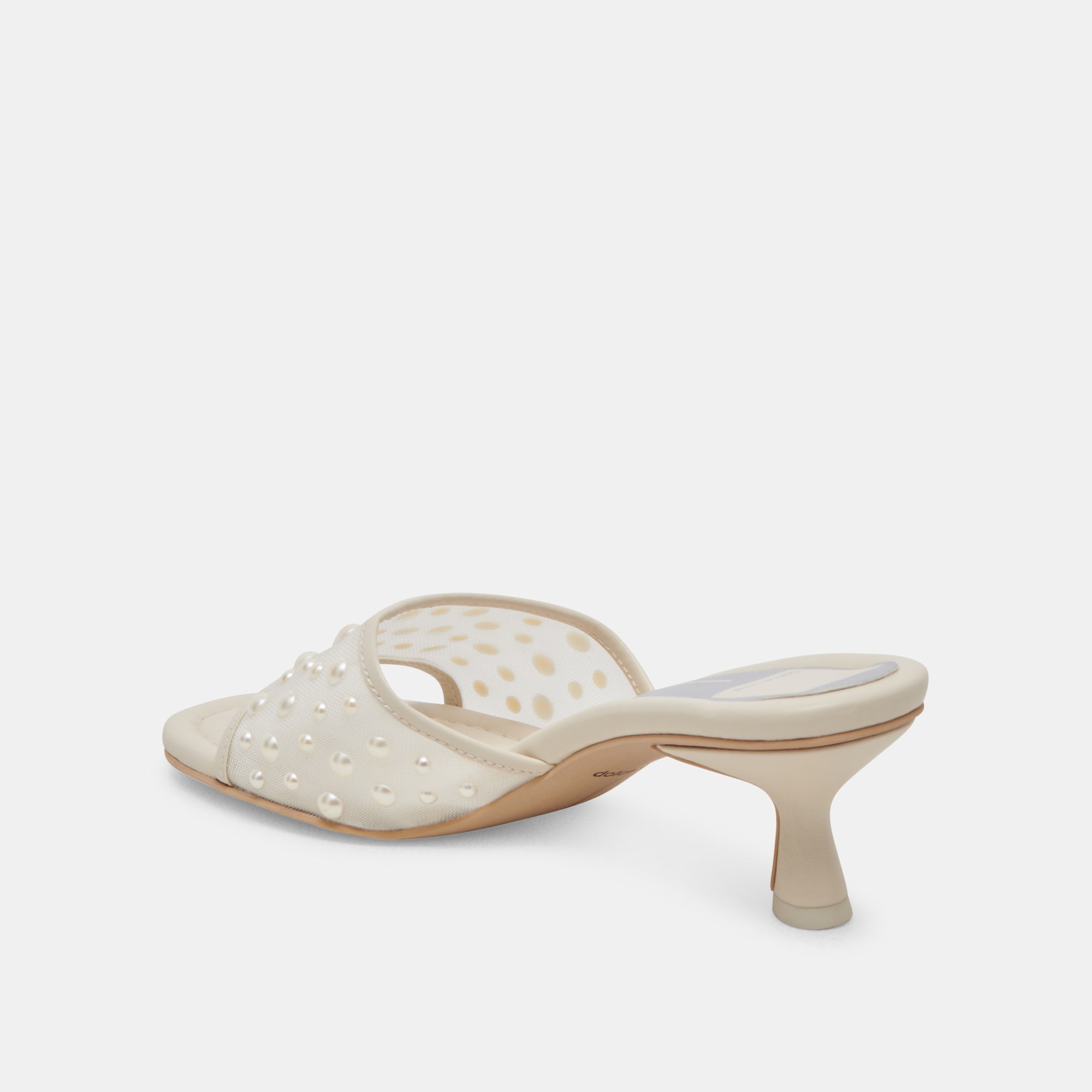 MEEZA PEARL HEELS IVORY MESH - Elegant Women's High Heels for Weddings, Parties & Special Occasions | Comfortable & Stylish Dress Shoes for Evening Events