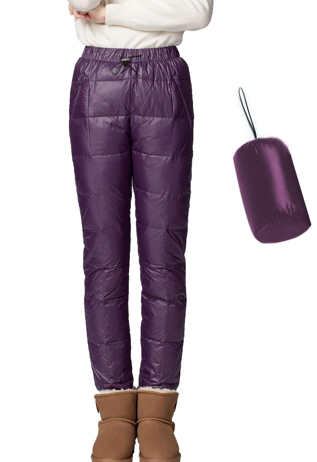 Flygo Women's Packable Winter Warm Snow Pants - Waterproof Insulated Ski Trousers with Utility Pockets | Perfect for Skiing, Snowboarding & Cold Weather Outdoor Activities