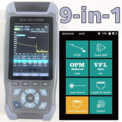 Professional Mini OTDR Fiber Optic Reflectometer - 9-in-1 Function with VFL, OLS, OPM & Event Map | 24dB Range for 64km Fiber Cable & Ethernet Testing | Ideal for Network Installation, Maintenance & Troubleshooting