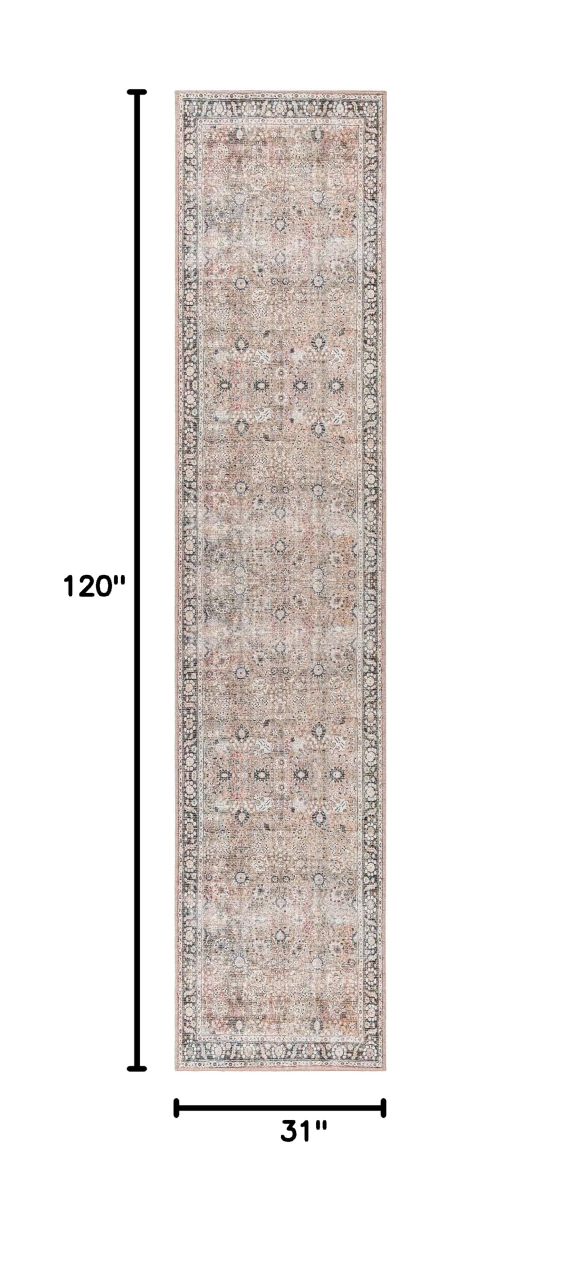 Mark&Day Machine Washable 3x10 Runner Rug - Traditional Brown & Cream Striped Hallway Carpet for Kitchen, Bedroom, Living Room | Non-Slip Long Beach Design (2'7