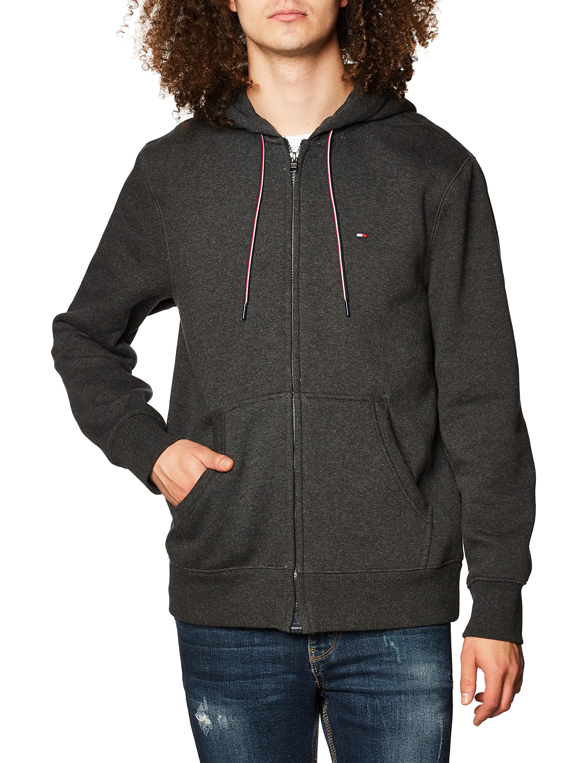 Tommy Hilfiger Men's Adaptive Long Sleeve Fleece Hoodie with Magnetic Zipper - Comfortable Winter Pullover for Outdoor Activities & Casual Wear