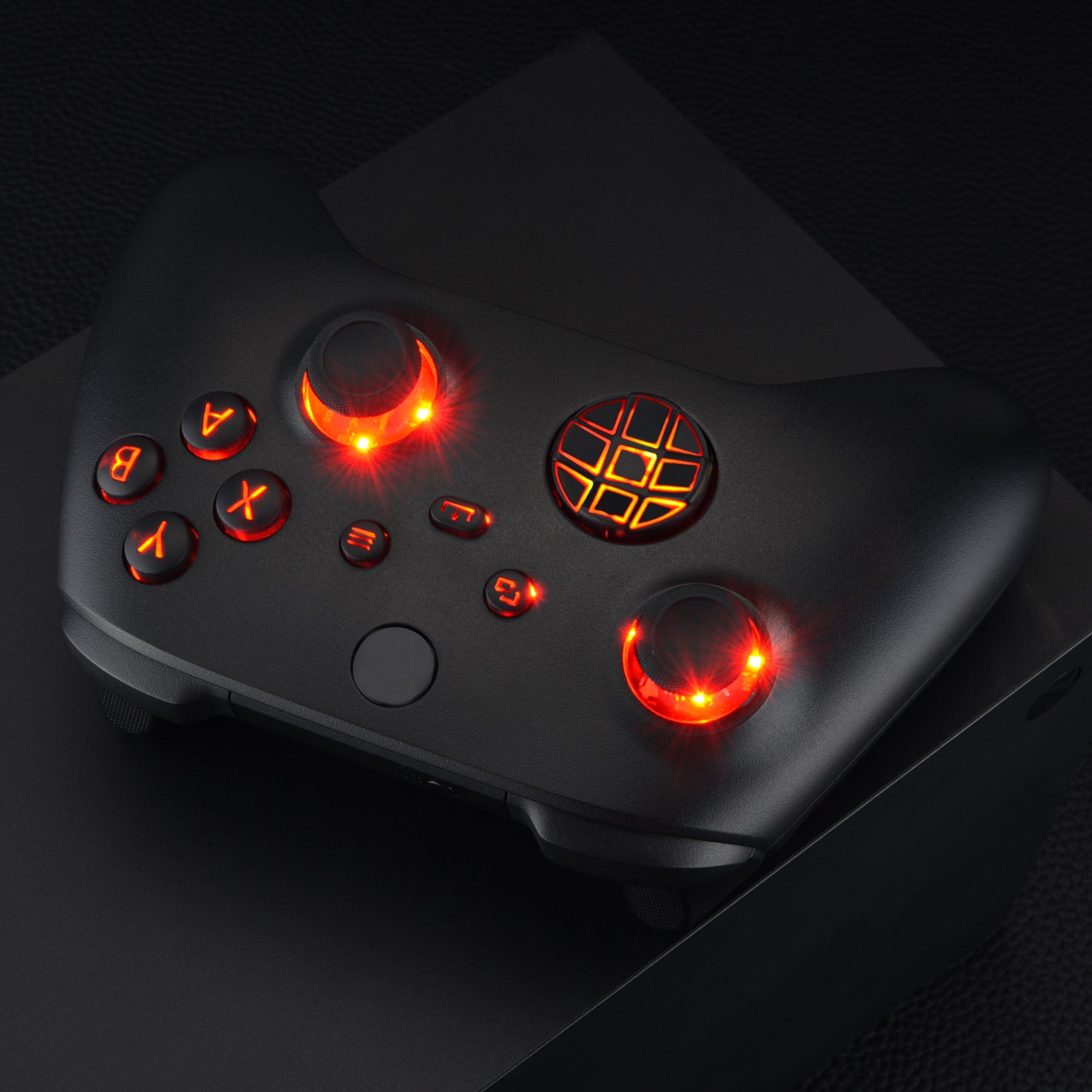 eXtremeRate Multi-Color LED Backlit D-Pad & Thumbsticks Kit for Xbox Series X/S Controller - Black Classic Symbols Buttons with DTF LED Light (X3LED03) - Perfect for Gaming in the Dark & Custom Controller Mods