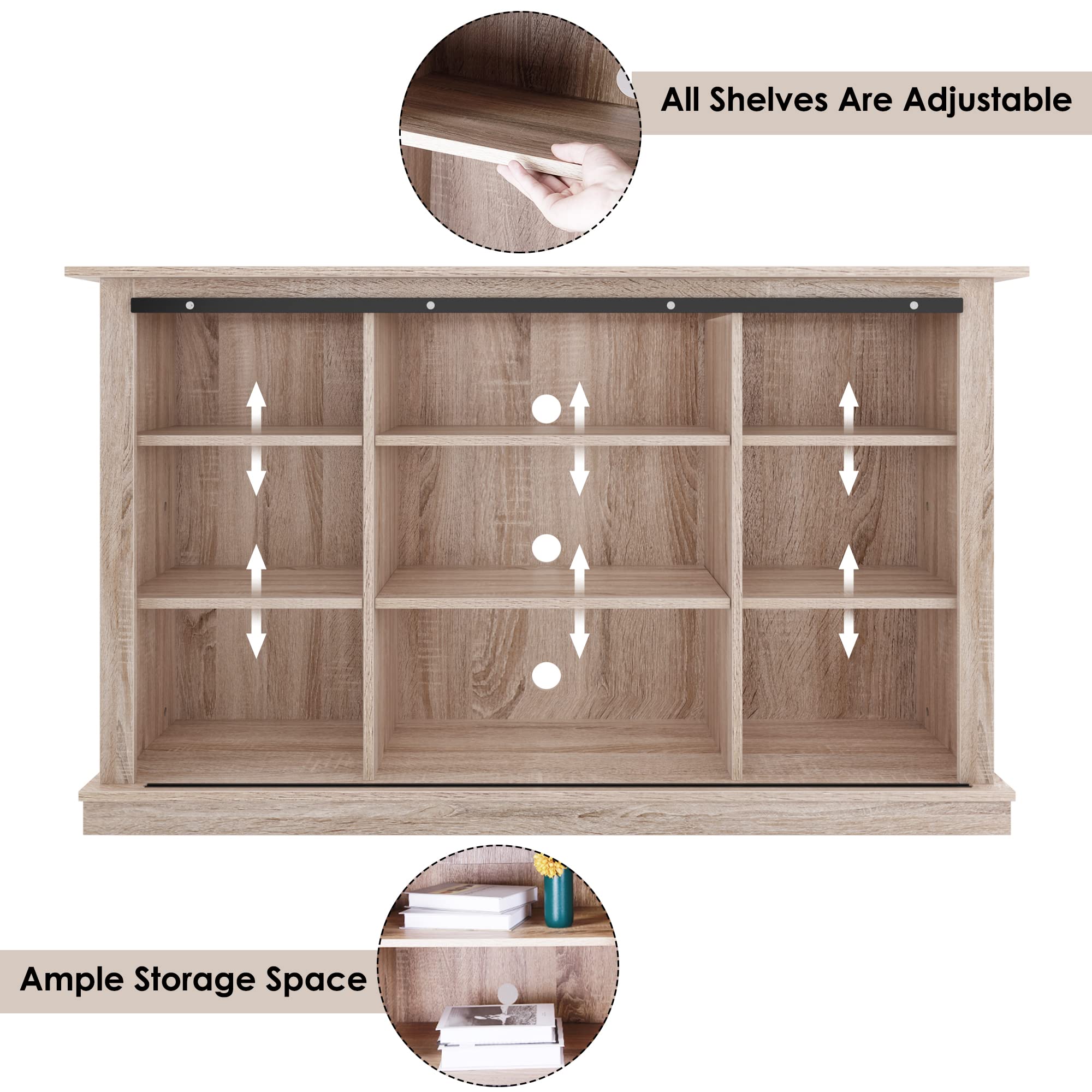 Soges Sideboard Buffet Cabinet with Sliding Barn Doors - Coffee Bar & Storage Cabinet with Adjustable Shelves for Living Room, Dining Room & Kitchen - Perfect for Home Organization & Entertaining Guests