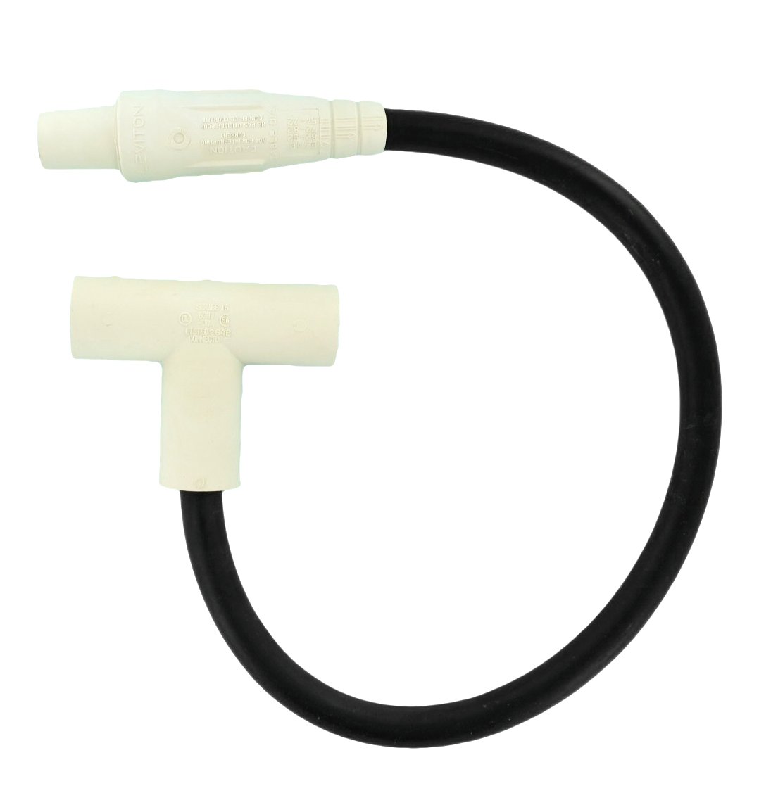 Leviton 16A31-UW 16-Series Taper Nose Soft Paralleling Tee - Female Plug to Male/Male Tee Cam-Type Connector with 24