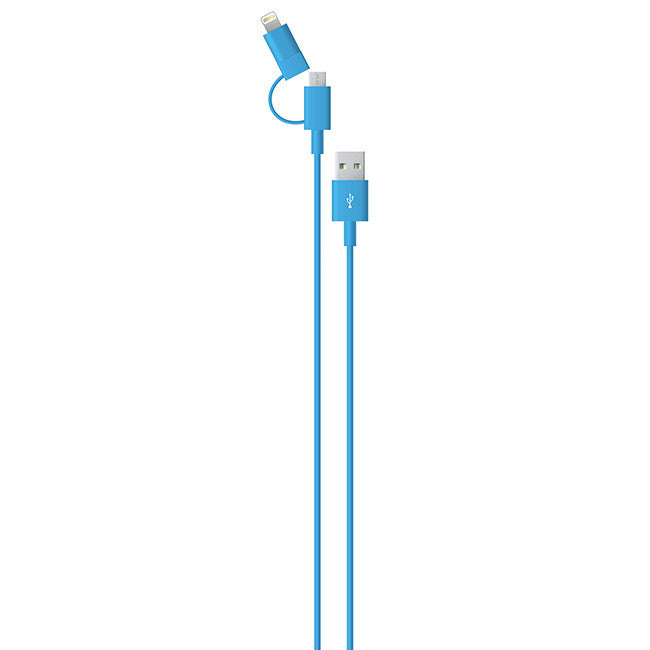 2 in 1 Lightning & Micro USB Charging Cable for iPhone 5/5s/5c/6/6 Plus & Android Phones - Fast Charging Cord for Home, Office, Car & Travel