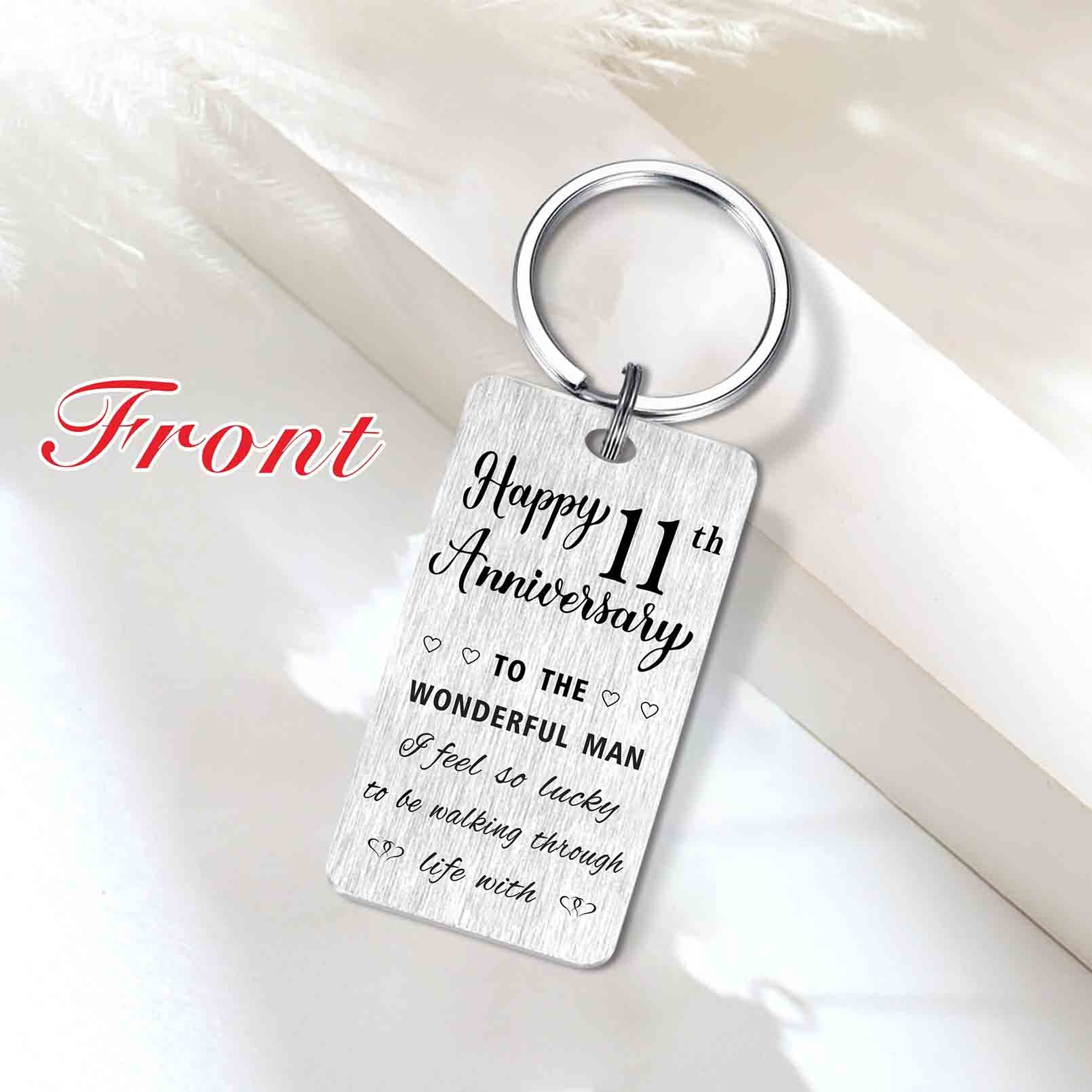HYHYDHP 11th Anniversary Keychain - Elegant Gift for Husband, Men's 11 Year Wedding Anniversary Keepsake - Perfect for Romantic Celebrations, Couple Gifts & Special Occasions