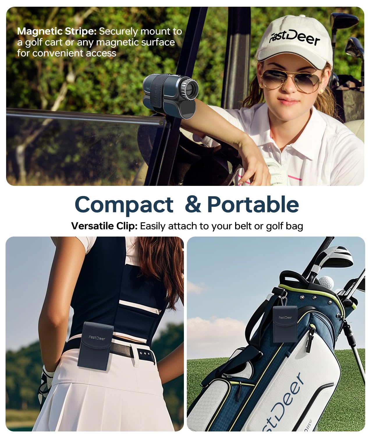 Premium Laser Golf Rangefinder with Slope - High Precision Flag Lock & Vibration, Triangulation Mode, UV & Rain Resistant - Full Color Touchscreen in Leather Case - Perfect Golf Gift for Men (Ideal for Course Play & Tournament Practice)