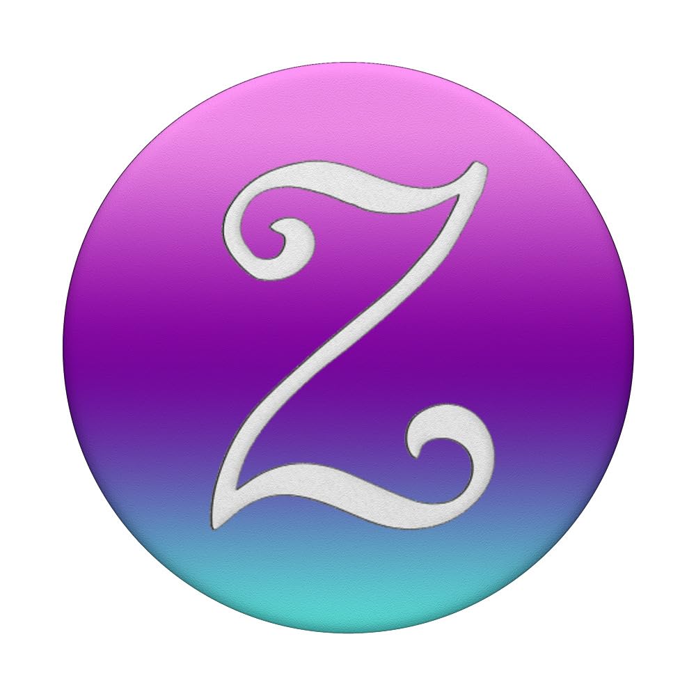 Z字母白色初始款手机支架 - 蓝绿紫粉多彩PopSockets可粘附PopGrip，适用于手机平板自拍视频通话