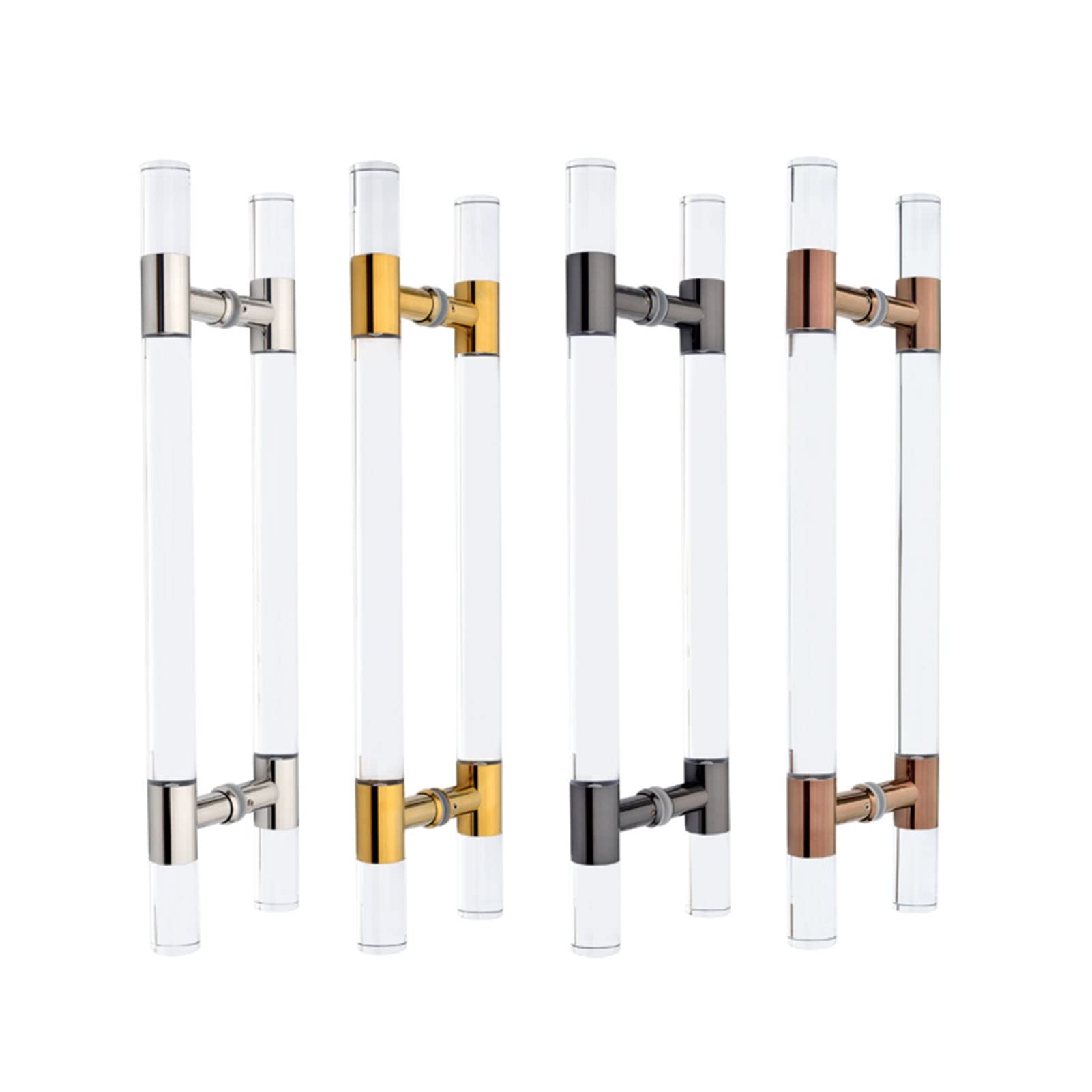Modern Clear Acrylic Entry Door Handle - Crystal Dummy Bar Sliding Barn Door Handle - Internal/External Double Sided H-Shape Swing Door Handle with Hardware Kit (Black, 24 Inch) - Perfect for Farmhouse, Modern Homes & Office Doors