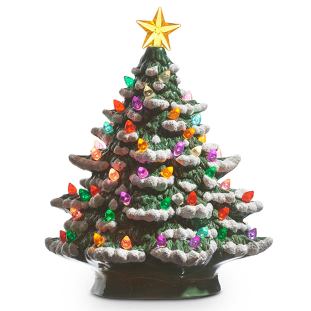 8 Vintage Lighted Ceramic Christmas Tree with Auto Timer - Perfect for Holiday Home Decor, Tabletop Centerpiece & Festive Gift Giving