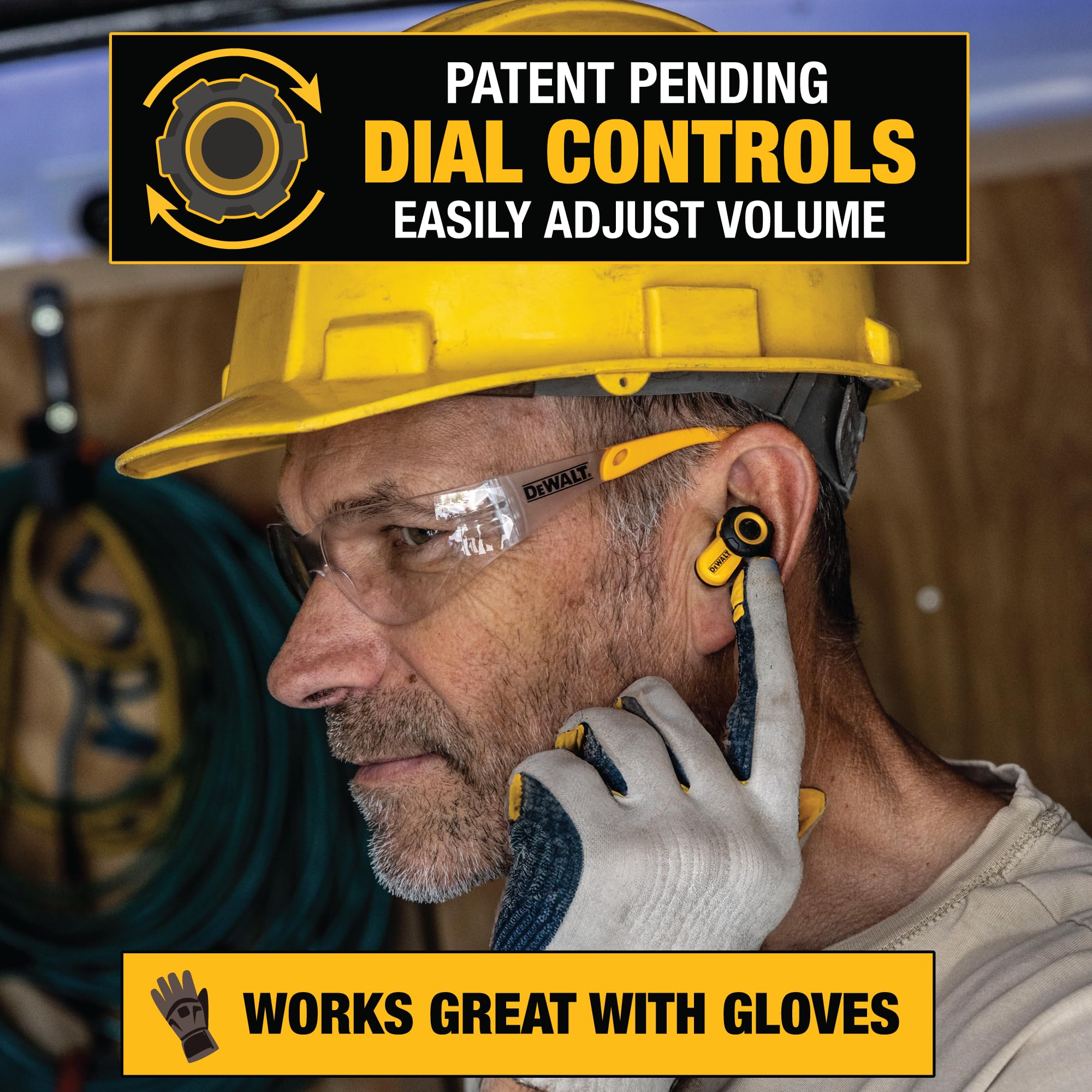 DEWALT Bluetooth Jobsite Pro X2 ANC True Wireless Earbuds - 38dB Noise Cancelling Work Earbuds with Turn Dial Controls, 10Hr Battery (40+ with Case), 4 EQ Modes, IP54 Rating - Perfect for Construction Sites, Workshops & Outdoor Work