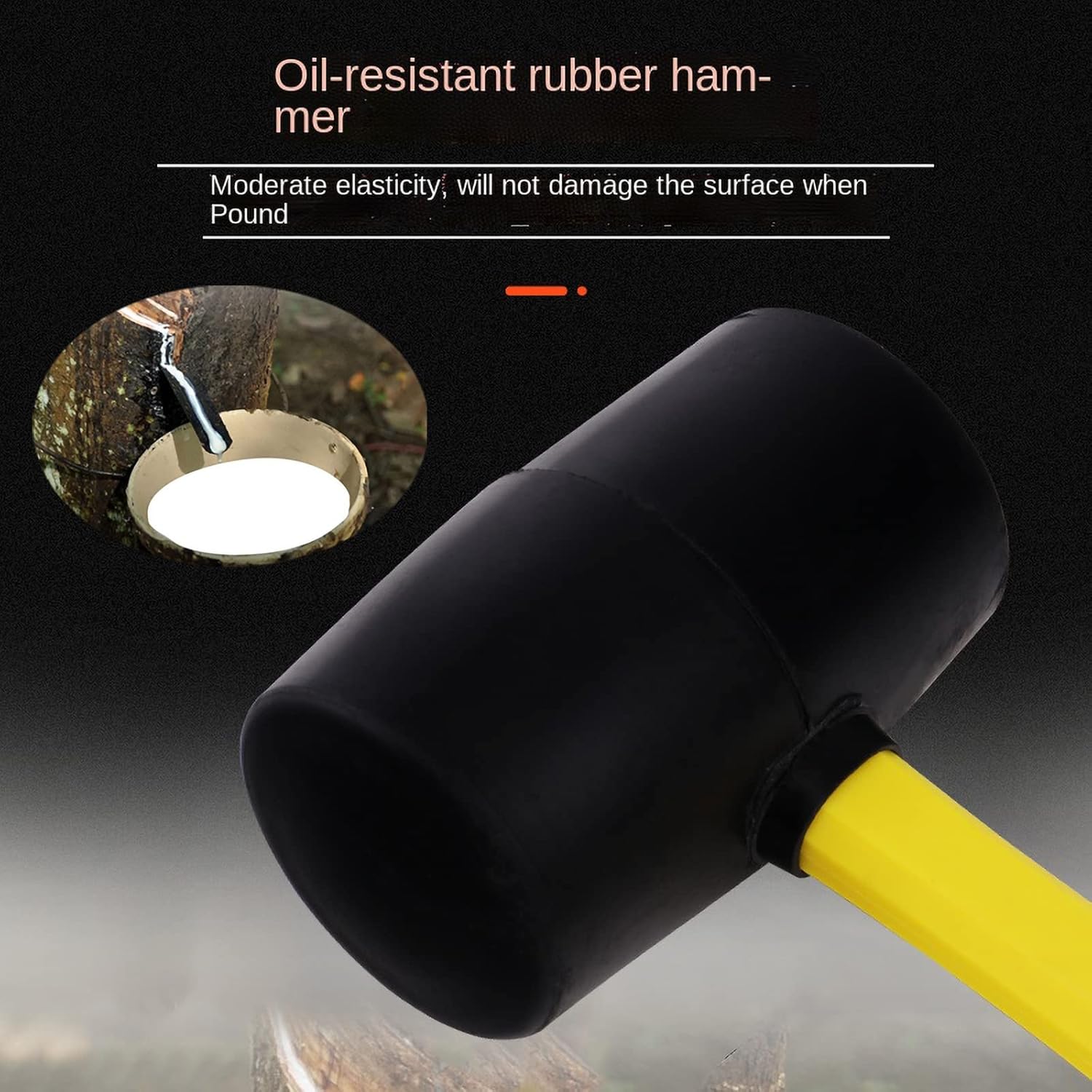 16 oz Rubber Mallet Hammer - Non-Marring Head, Fiberglass Handle, Shock Absorbing Grip for Woodworking, Automotive, and DIY Projects (Model 253034)