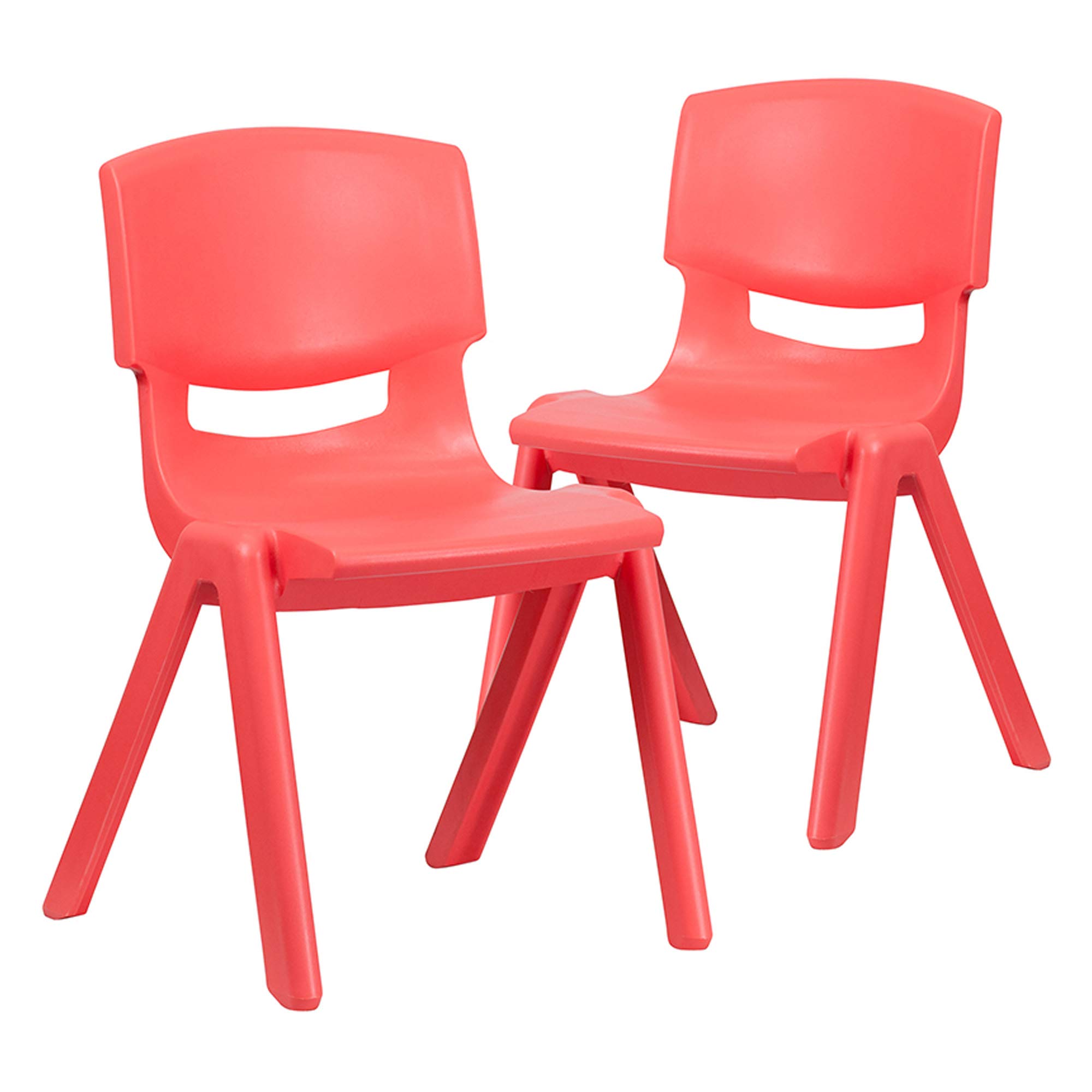 Offex 15.5 Inch Red Plastic Stackable Kids School Chair - 2 Pack Classroom Chairs for Children | Durable & Space-Saving for Classrooms, Daycares & Playrooms