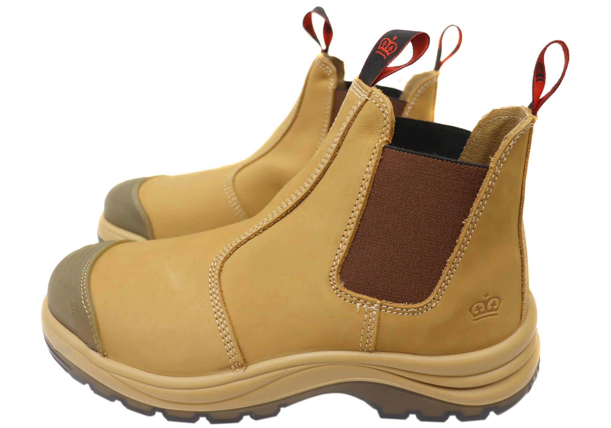 KingGee Men's Steel Toe Safety Work Boots with Gusset & Scuff Cap - Durable Construction Work Boots for Electricians, Builders and Industrial Workers
