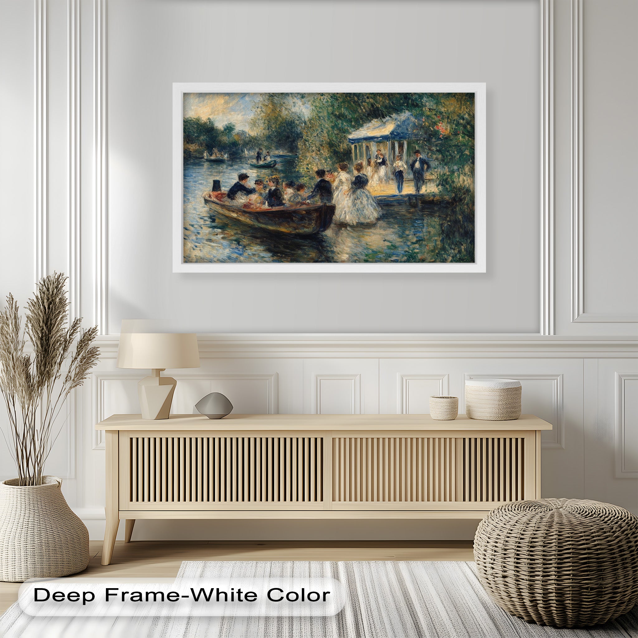 Afternoon Gathering by the River - Handmade Impressionist Oil Painting on Canvas - Perfect for Living Room, Bedroom, or Office Wall Decor