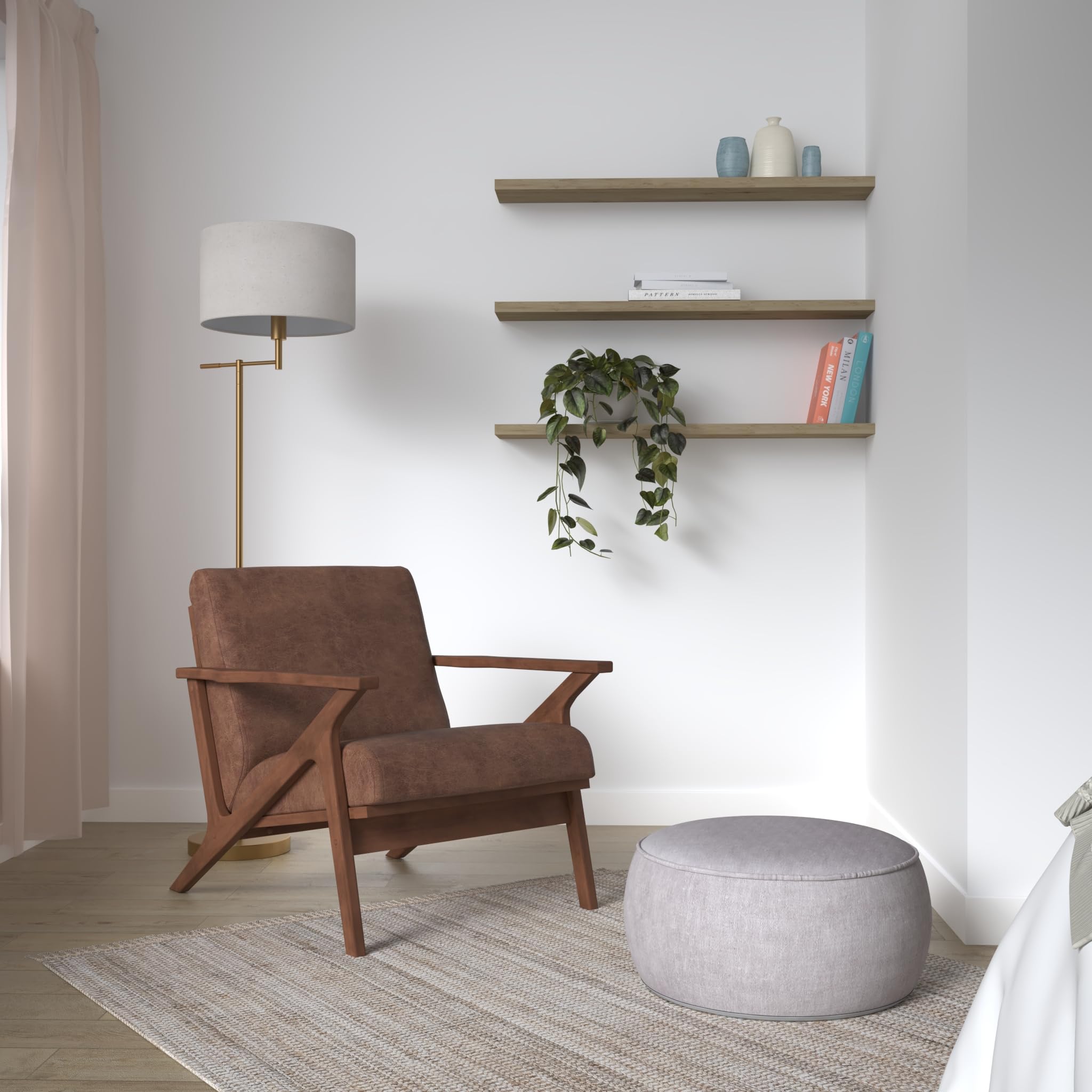 Mid Century Modern Accent Chair - Solid Wood Frame Armchair in Mocha/Walnut - Stylish Living Room, Bedroom & Reading Chair for Home Decor - Perfect for Relaxing, Entertaining & Small Spaces