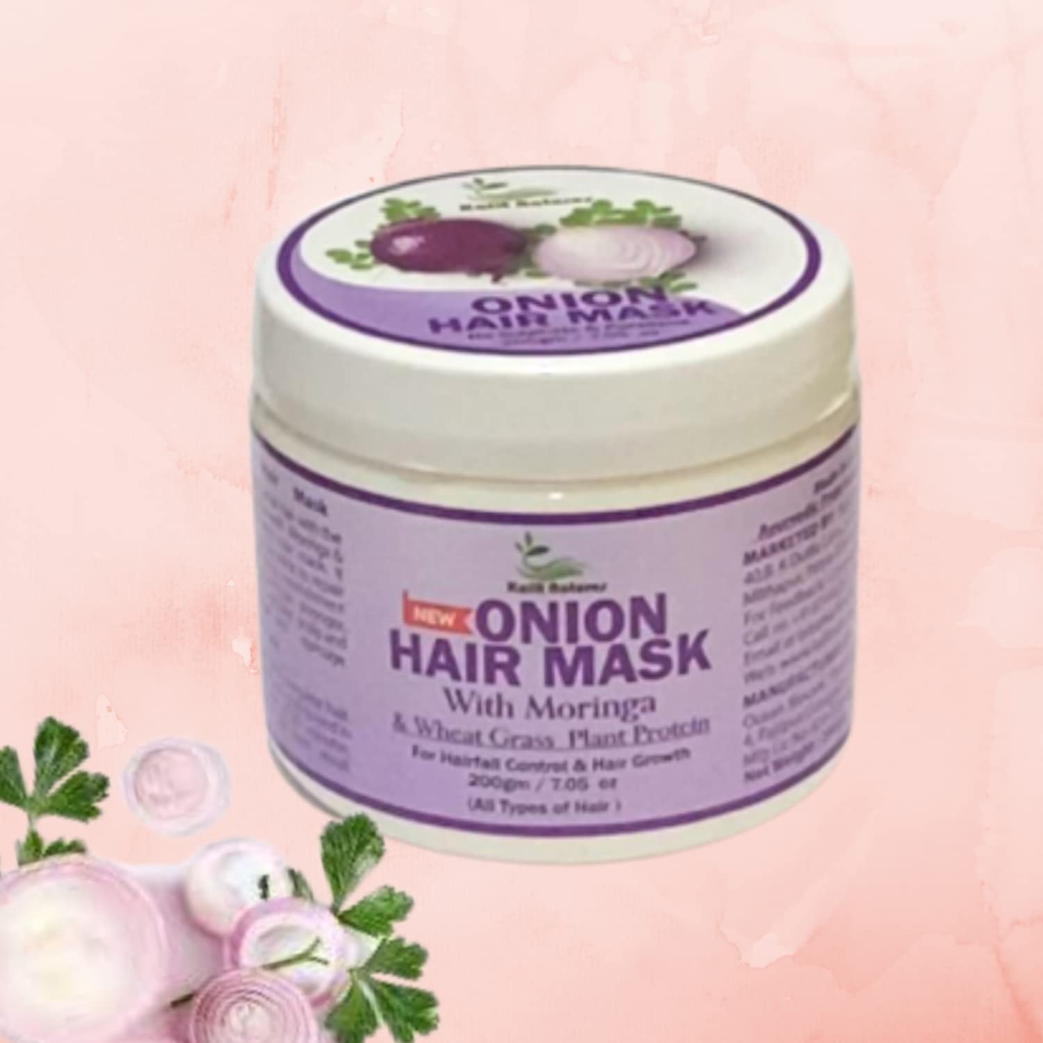 Kalit Natures Onion Hair Mask with Moringa & Wheat Grass Protein - 200g for Hair Fall Control & Growth | Deep Conditioning Treatment for Damaged Hair | Perfect for Dry, Frizzy & Thin Hair Care Routine