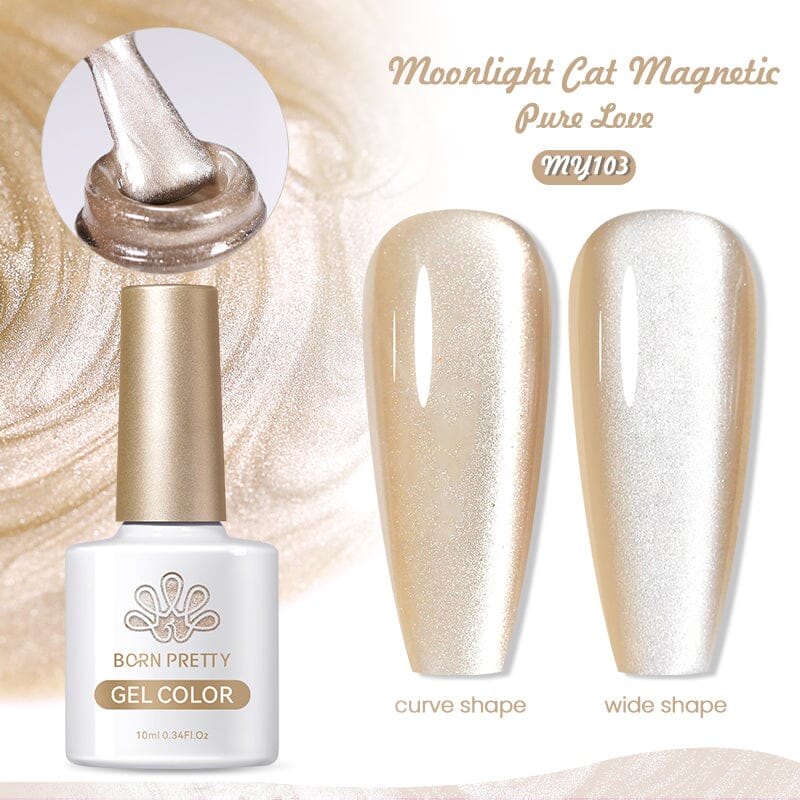 Moonlight Cat Magnetic Gel Polish MY103 Pure Love 10ml - Long Lasting Nail Polish for Gel Manicure, DIY Nail Art at Home, Valentine's Day Gift for Her