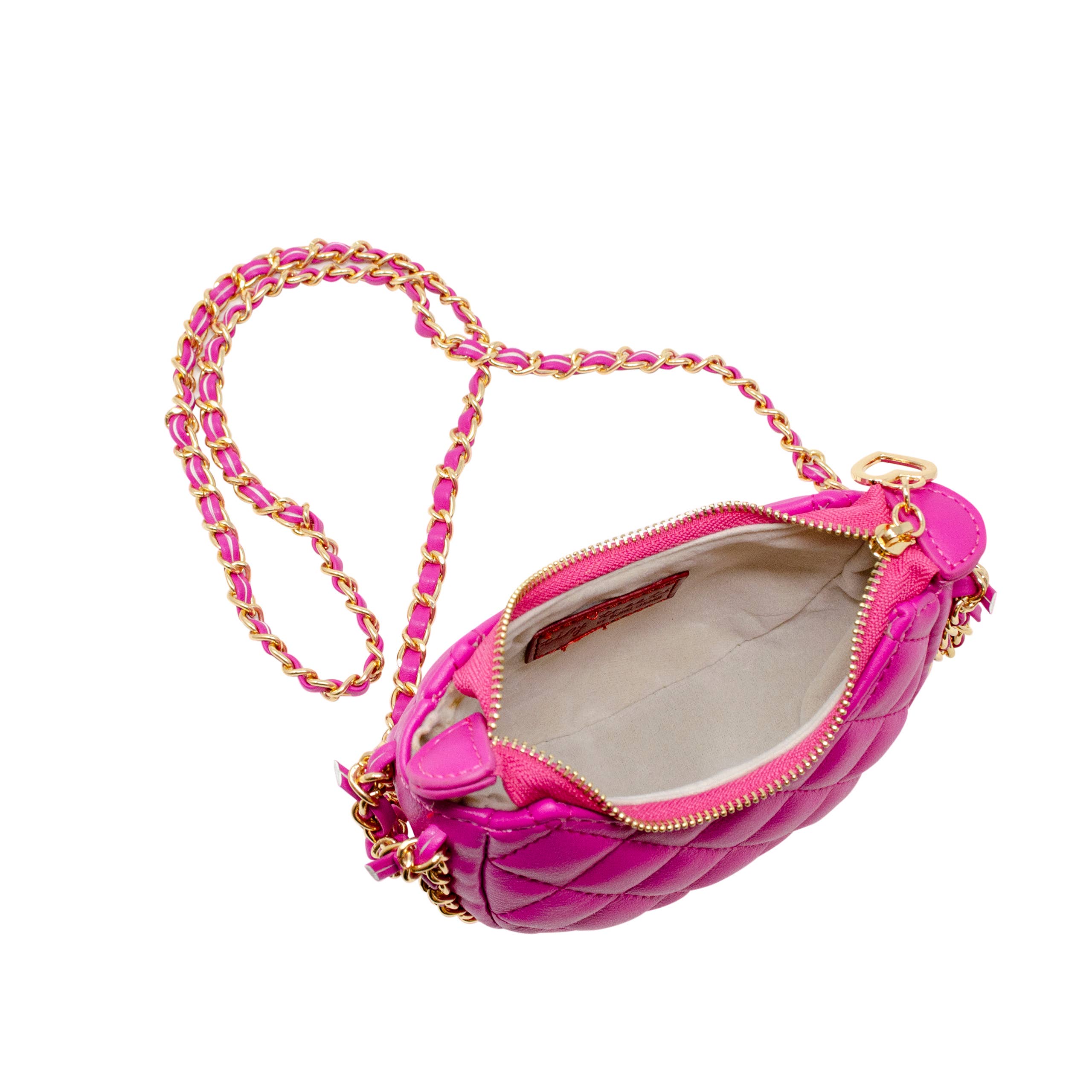 Quilted Chain Strap Hobo Bag for Girls - Hot Pink Crossbody Purse for School, Shopping & Parties