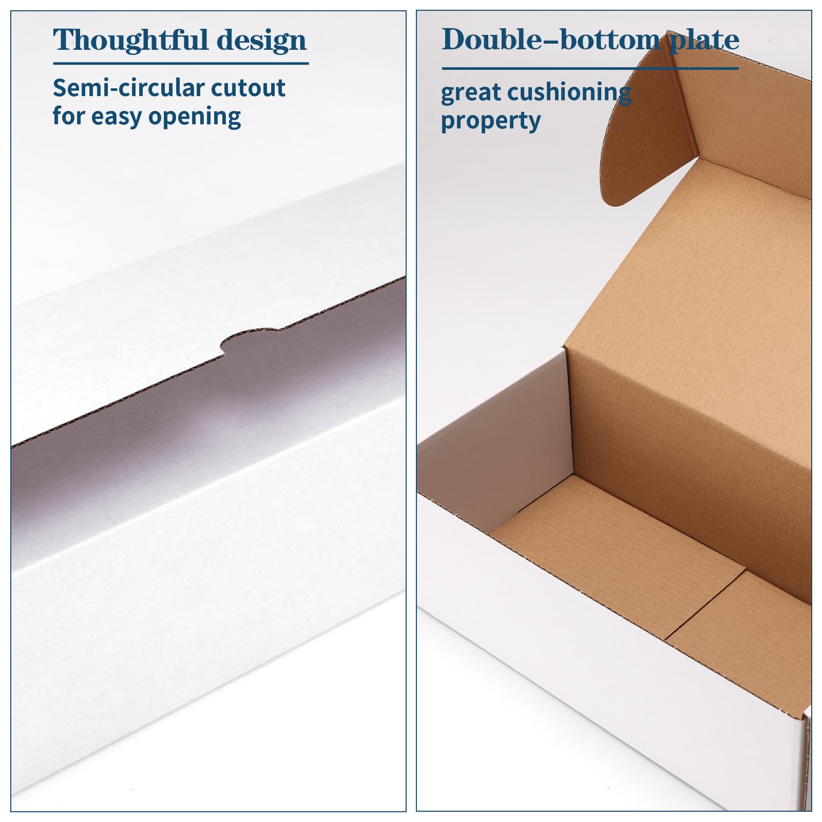 ZBEIVAN 12x6x4 White Corrugated Shipping Boxes - Set of 25 for Small Business & Gift Mailing