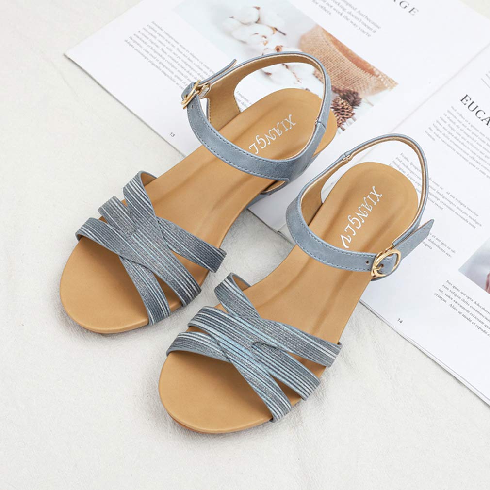 Catarry Women's Rhinestone Hollow Out Wedge Sandals - Bohemian Retro Roman Dress Sandals for Summer Beach Wedding Party & Vacation