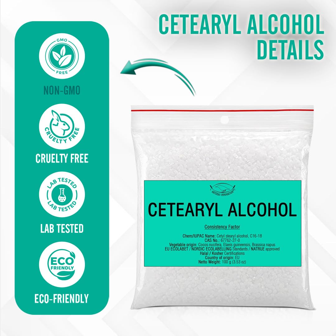 Cetearyl Alcohol for DIY Cosmetics - Natural Thickening Agent & Emulsifier for Lipsticks, Body Butter, Lotions, Hair Conditioners - 21.17 oz - Perfect for Homemade Skincare and Haircare Products