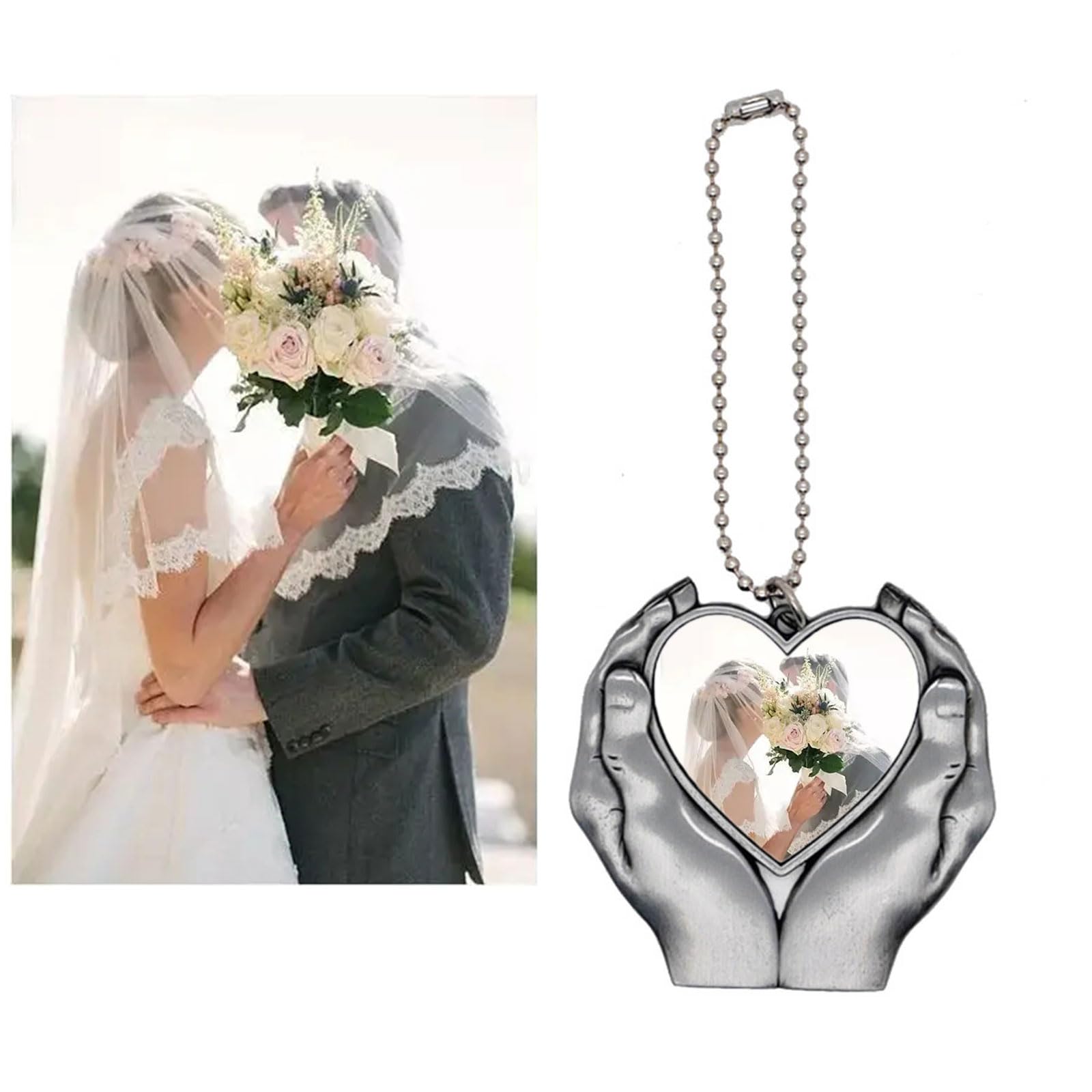 Meiliyizu Customizable Heart-Shaped Car Pendant - Personalized Photo Car Hanging with Sublimation Blank for Valentine's Day, Anniversary, or Romantic Gift