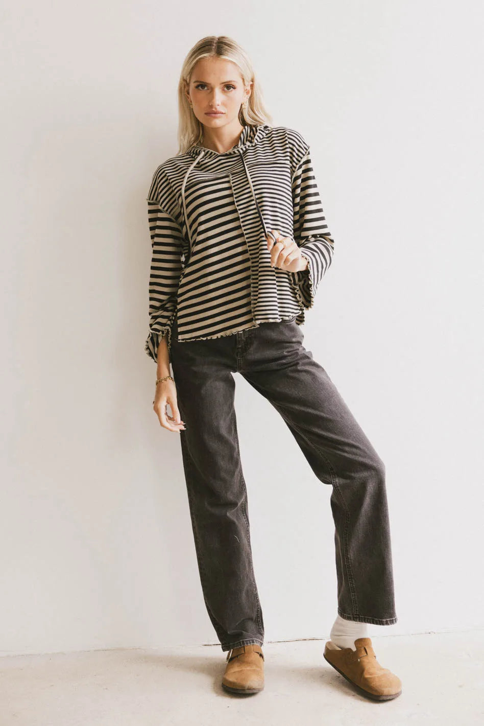 Libby Striped Hoodie for Women - Soft Cotton Pullover Sweatshirt with Kangaroo Pocket | Casual Loungewear, Fall & Winter Fashion, Outdoor Activities