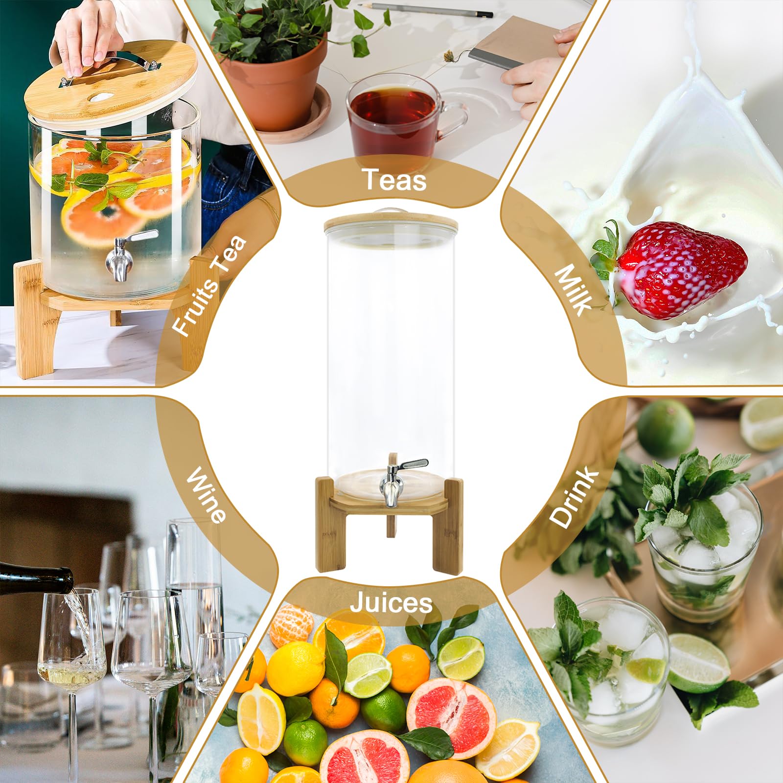 2.9 Gallon Glass Drink Dispenser with Spigot - Large Beverage Dispenser for Parties, Bars & Restaurants | Perfect for Serving Cold & Hot Drinks at Events, Weddings & Catering