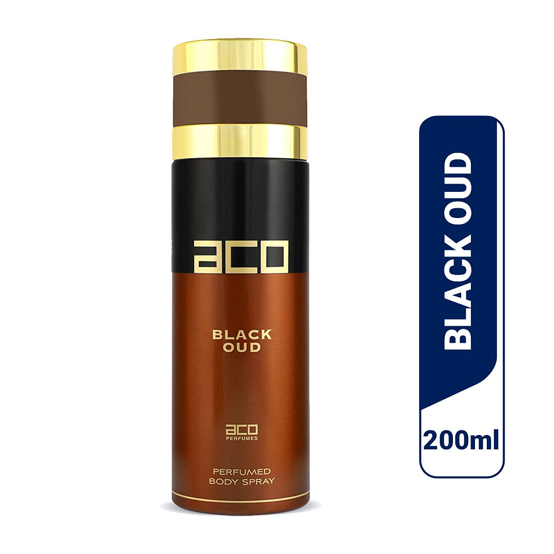 Premium Aco Black Oud Deodorant for Men - Long Lasting Fresh & Soothing Body Spray (200ml) | Imported from UAE | Perfect for Daily Use, Gym & Office