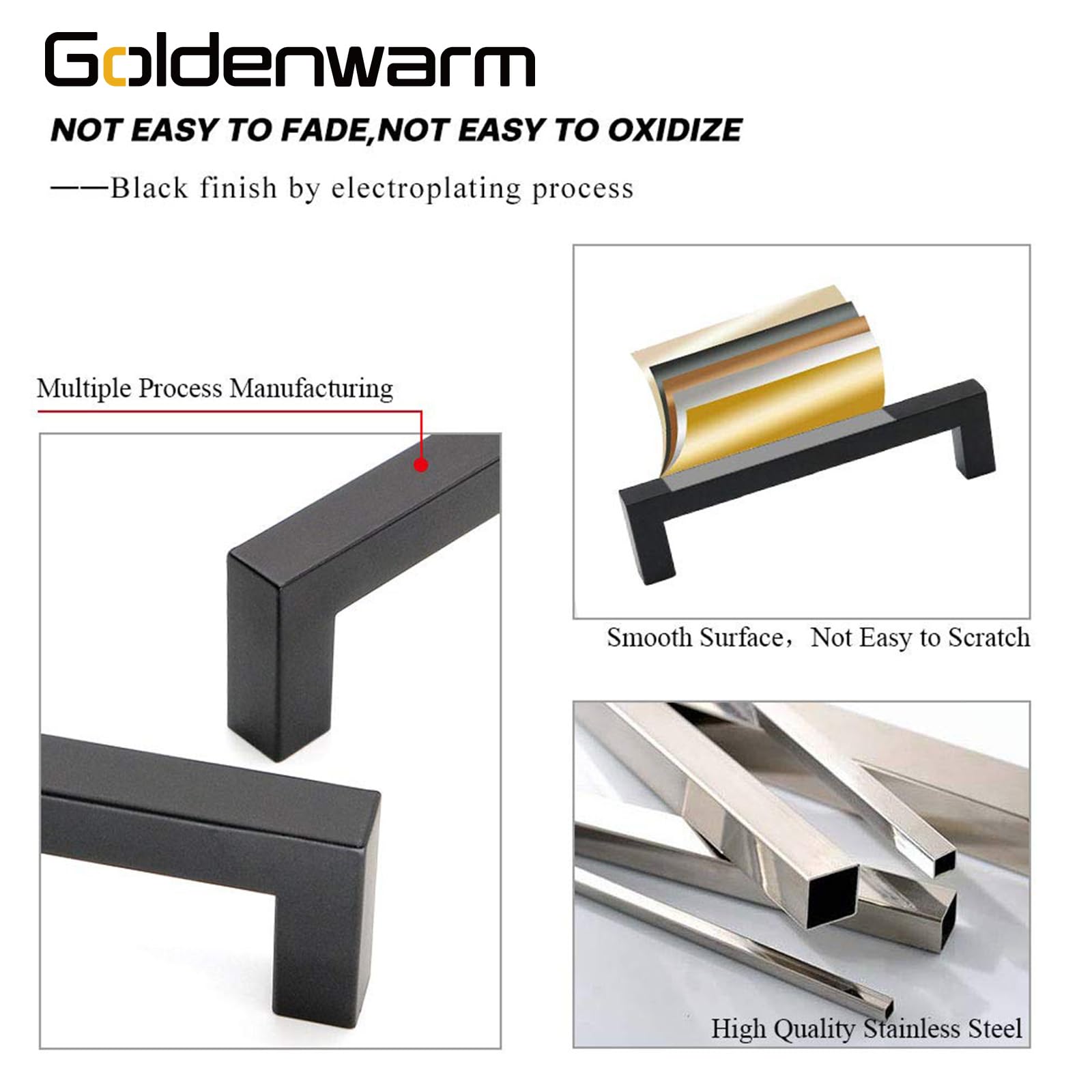 35 Pack 10 Inch Matte Black Cabinet Handles - Stainless Steel Square Bar Drawer Pulls for Kitchen, Bathroom & Cupboard - Modern Cabinet Hardware for Home Renovation & Furniture Upgrade