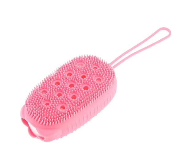 Purvaa Collection Silicone Body Scrubber & Massage Brush with Shampoo Dispenser - Soft Exfoliating Shower Brush for Men, Women & Kids - Unisex Bath Accessory (Multicolor, 1PC) - Perfect for Spa Days, Gentle Skin Exfoliation & Relaxing Shower Routines