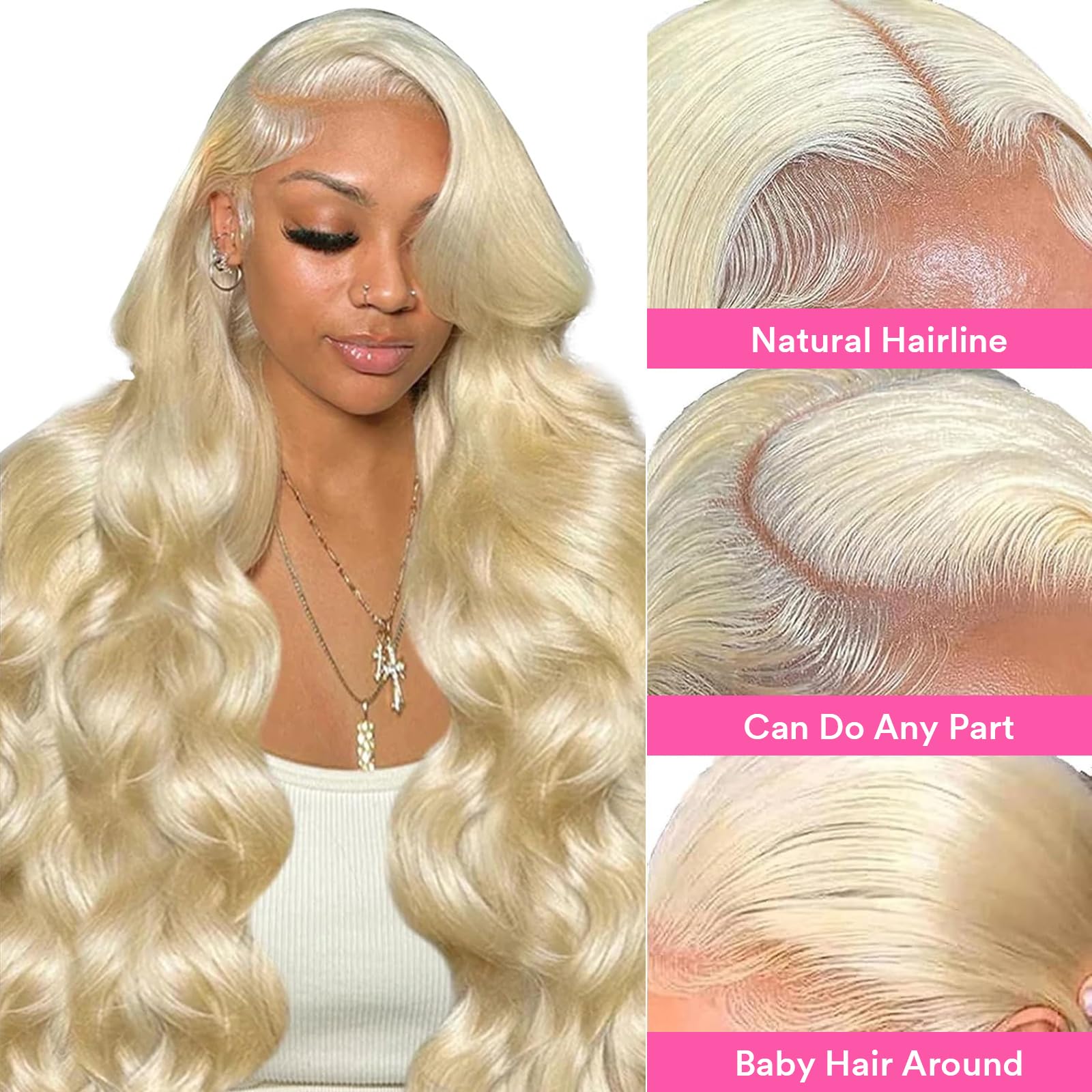 613 Blonde 13x6 HD Lace Front Wig Human Hair - 200% Density 32 Inch Body Wave Lace Frontal Wig with Pre-Plucked Hairline & Baby Hair for Women | Natural Look for Daily Wear, Parties & Special Occasions