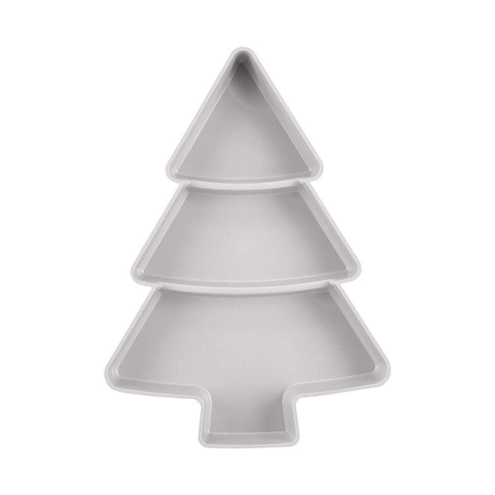 ASHDelk Christmas Tree Shaped Plastic Snack Tray - 3 Compartment Dessert Plate for Cakes, Biscuits, Candy & Dried Fruits | Perfect for Holiday Parties, Afternoon Tea & Home Decor