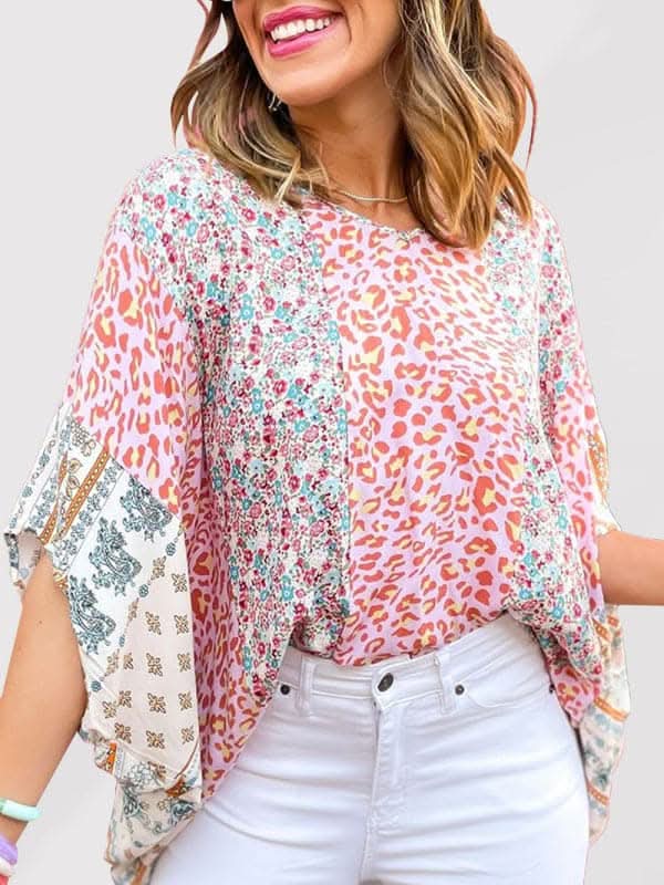 Stylish Leopard Print Dolman Sleeve Blouse for Women | Trendy Animal Print Tops | Perfect for Casual Outings, Date Nights & Office Wear