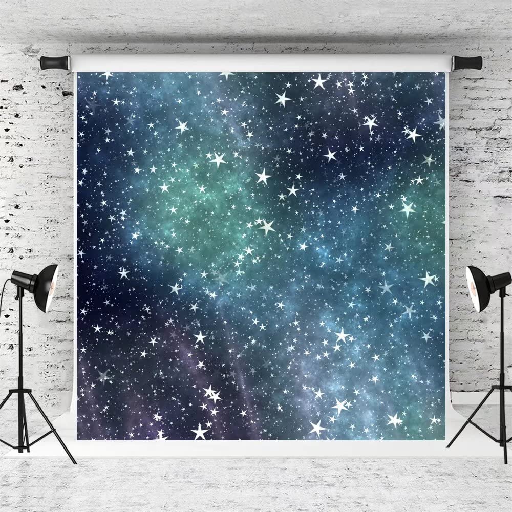8x8ft Starry Sky Backdrop for Photography - Baby Shower, Birthday Party, Home Decoration - Premium Fabric Photo Background with Twinkling Stars for Professional & DIY Photography