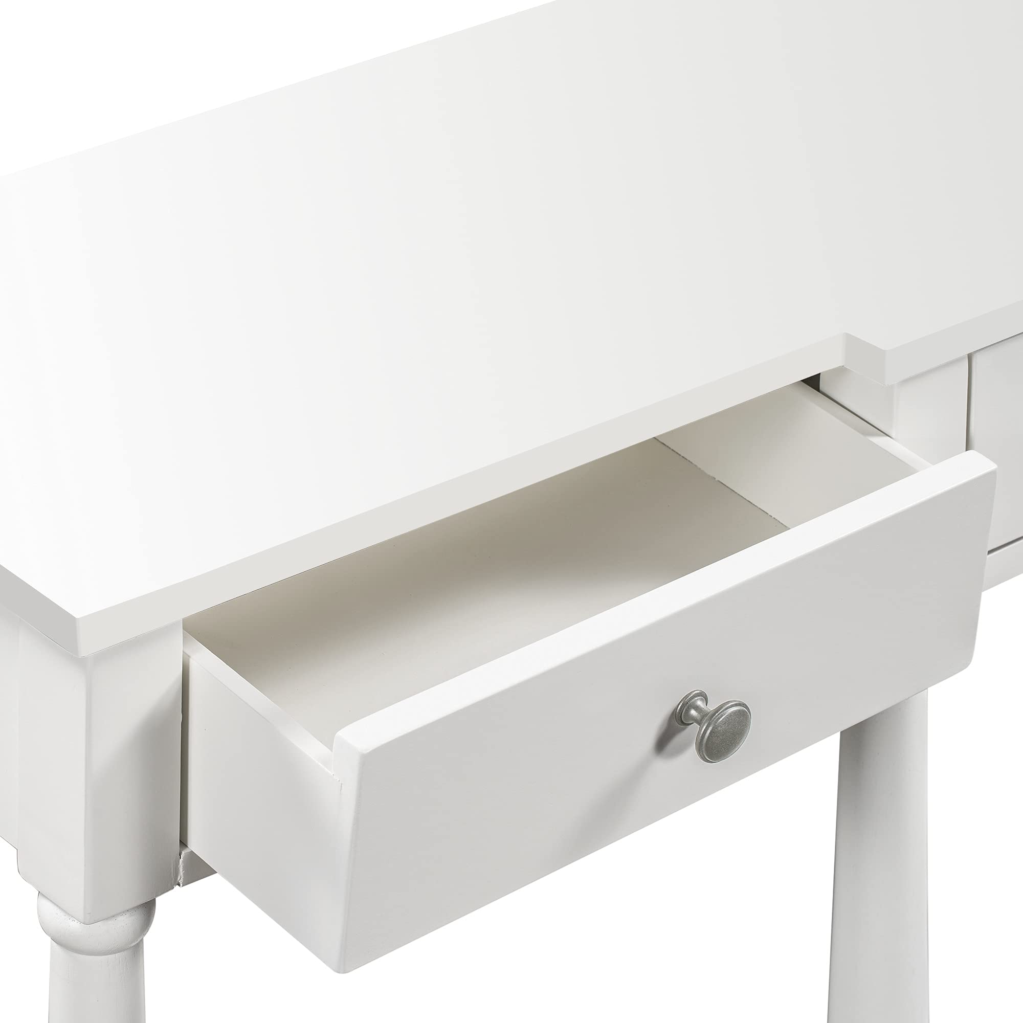 Solid Wood Console Table Sofa Table - Classic Entryway Table with Storage Shelf & Drawer - Narrow Accent Table Furniture for Living Room, Hallway, Bedroom (White)
